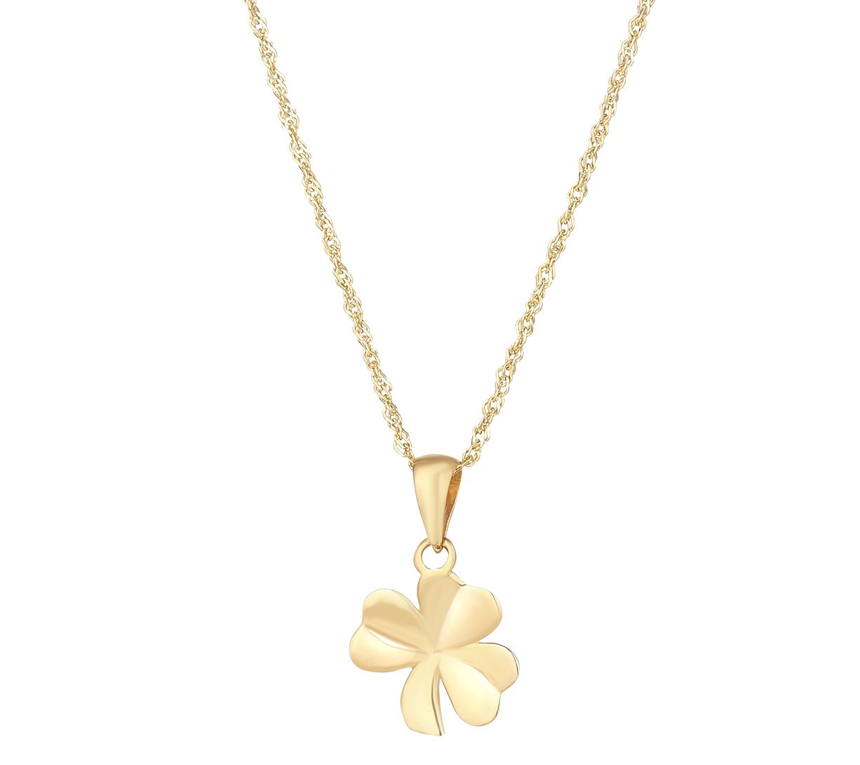 Solvar 14K Gold Classic Shamrock Pendant w/ Chain