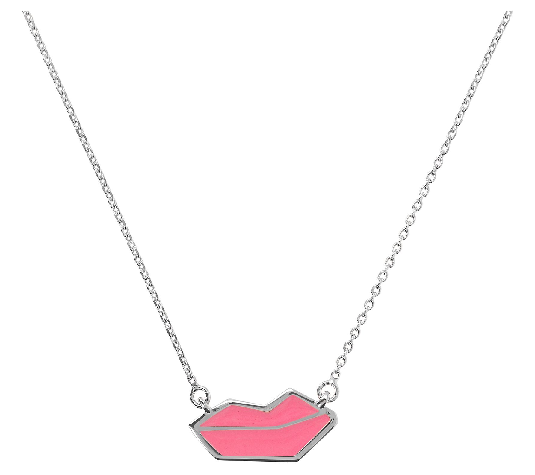 Netali Nissim Enamel Lips Necklace, S terling Silver