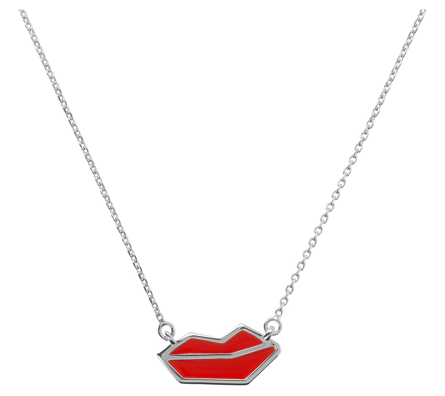 Netali Nissim Enamel Lips Necklace, S terling Silver