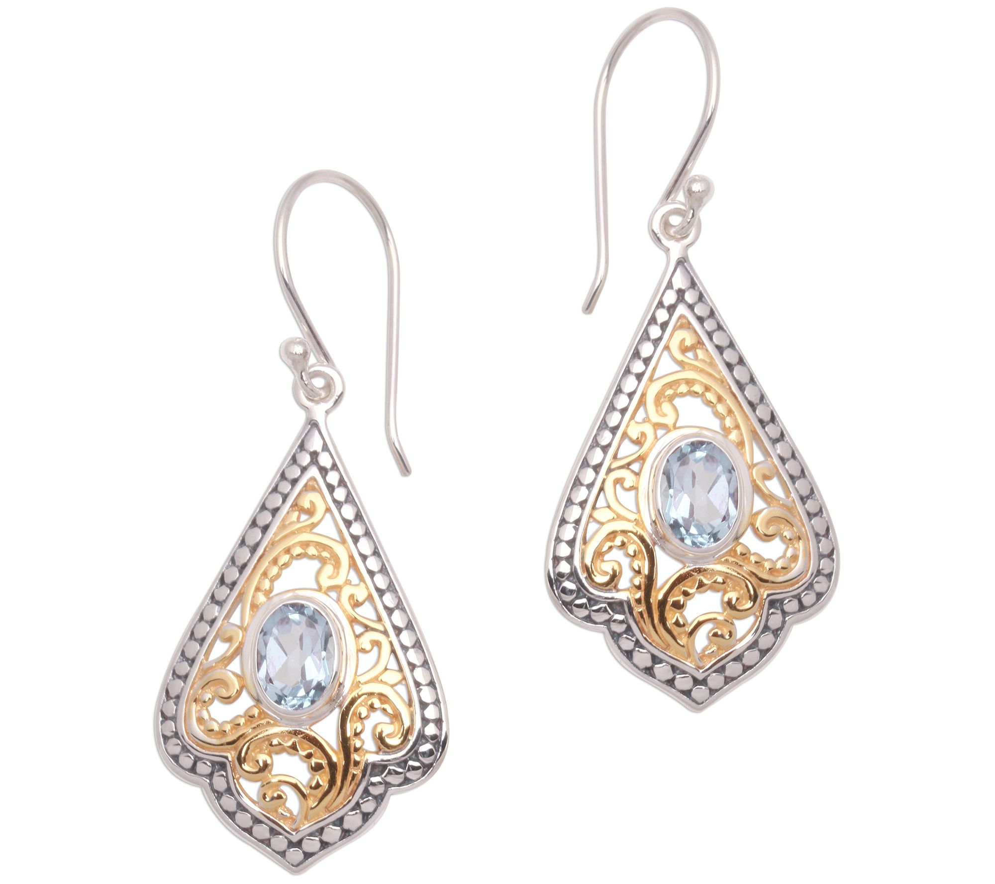 Novica Artisan Crafted Two-Tone Blue Topaz Dangle Earrings
