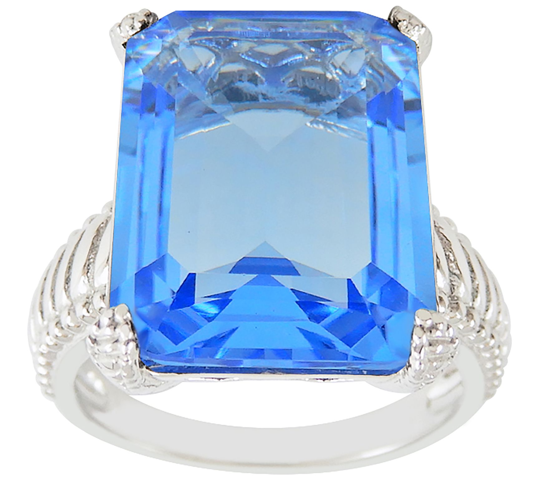 Sterling Silver Simulated Gemstone Cocktail Ring