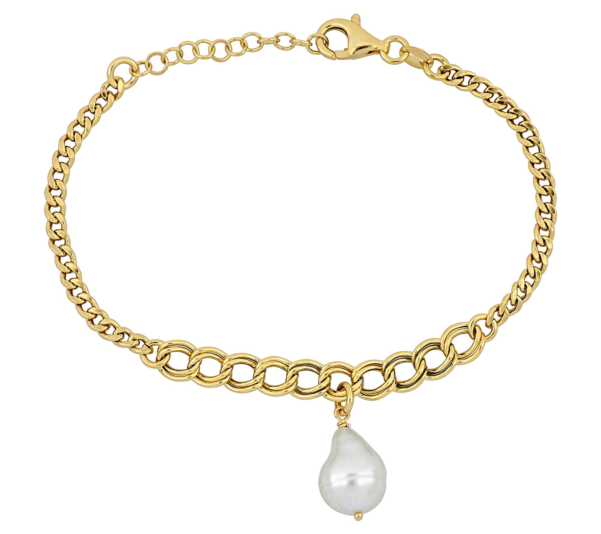 Affinity Cultured Pearl Graduating Link Bracele t, Sterling
