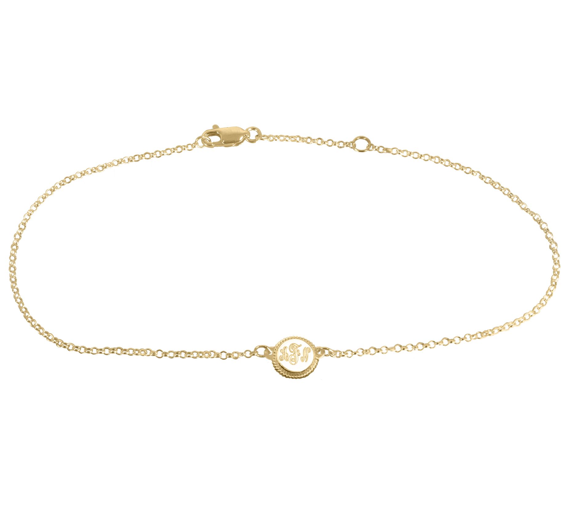 Personalized 14K Gold-Plated Framed Monogram An kle Bracelet