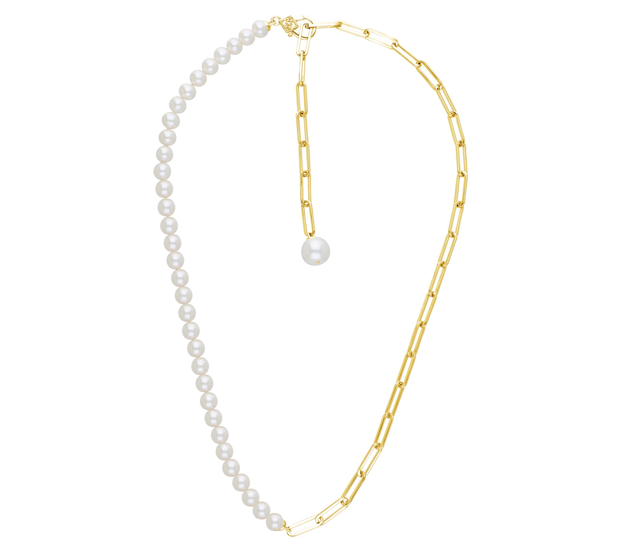 Elyse Ryan 14K Gold Clad & Cultured Pearl Paperclip Necklace