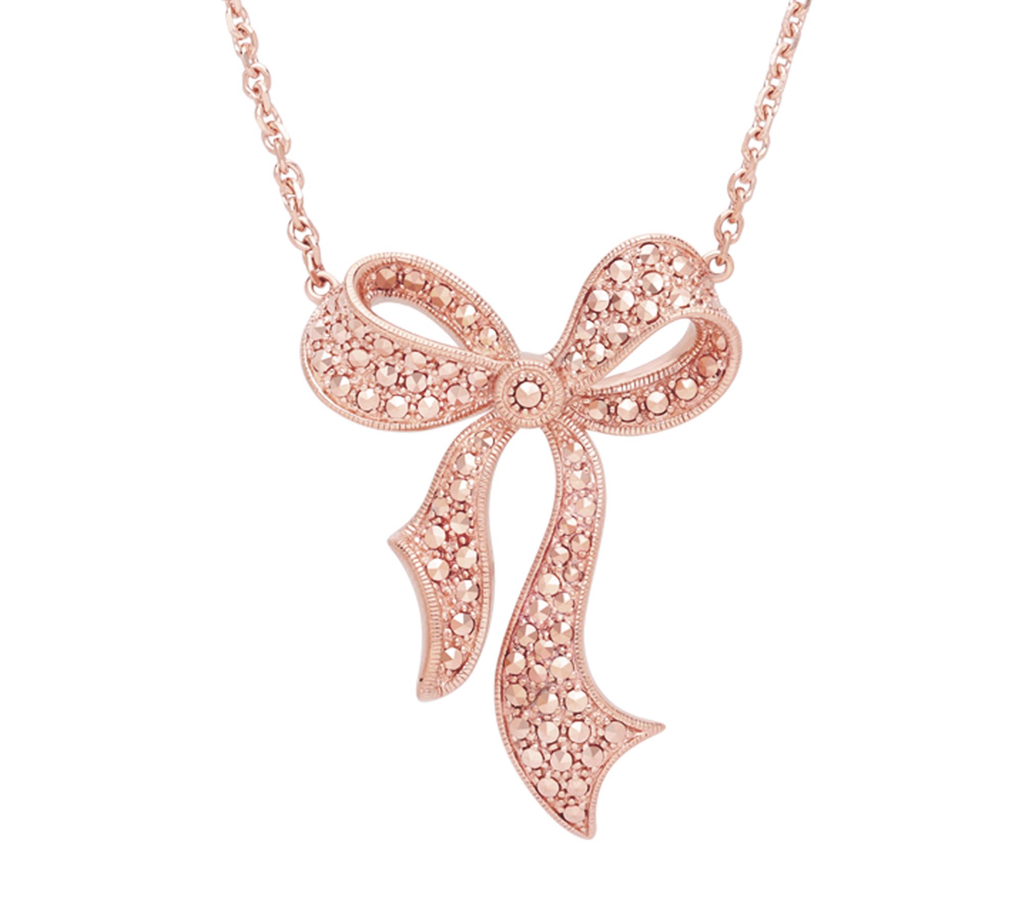 Dallas Prince 14K Gold Clad Marcasite Bow Neckl ace