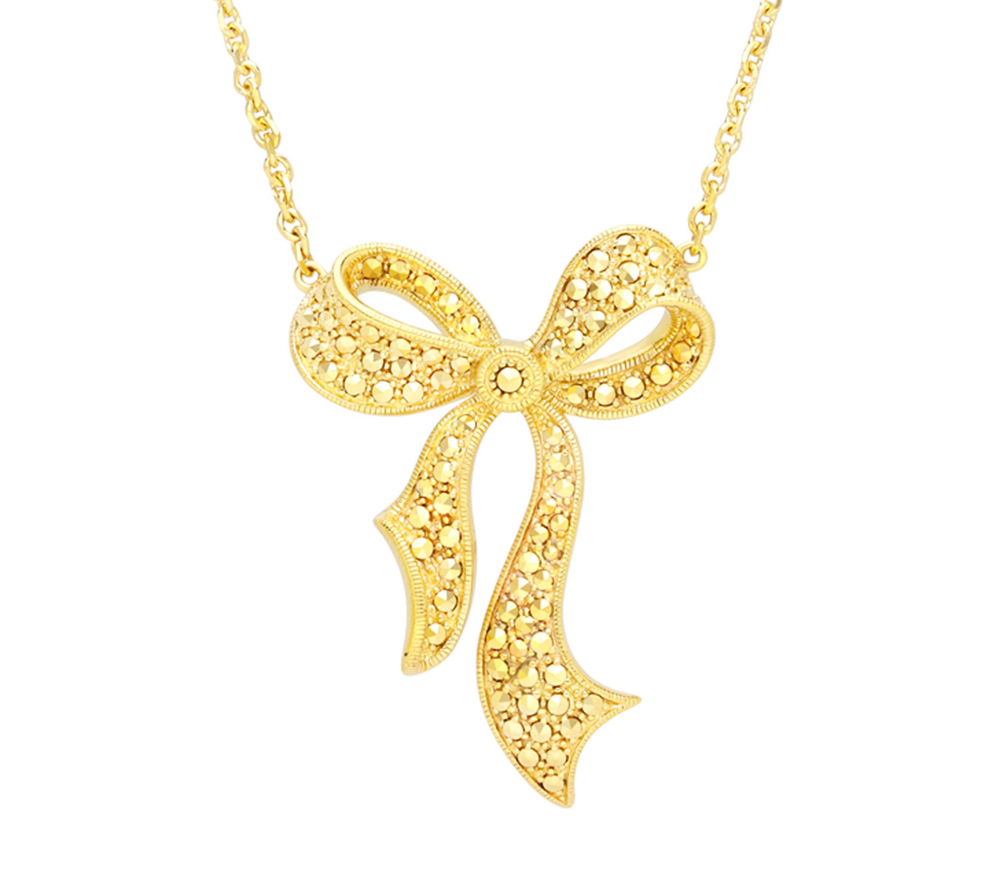 Dallas Prince 14K Gold Clad Marcasite Bow Neckl ace