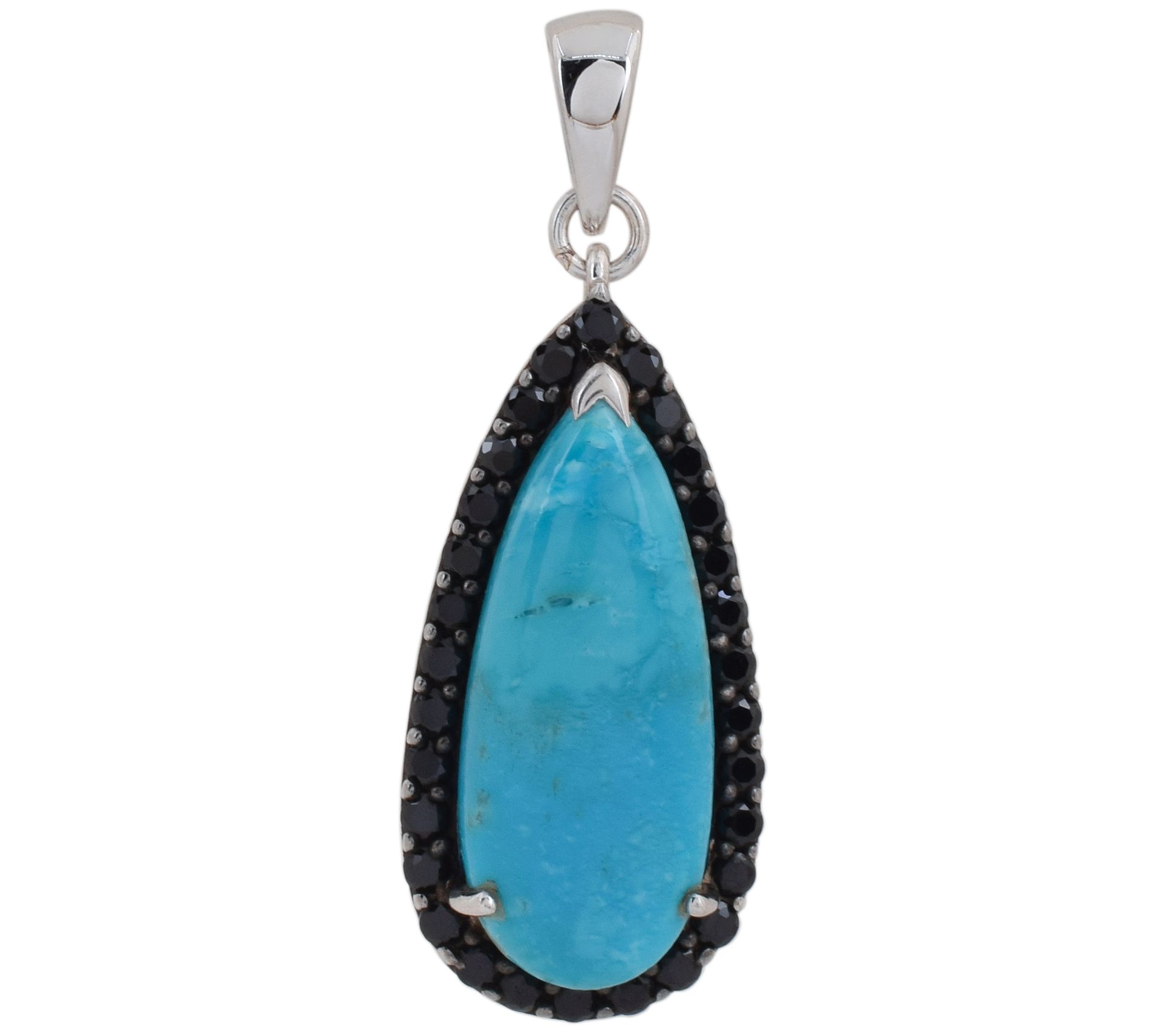 Affinity Gems Turquoise & Black Spinel Pendant,Sterling