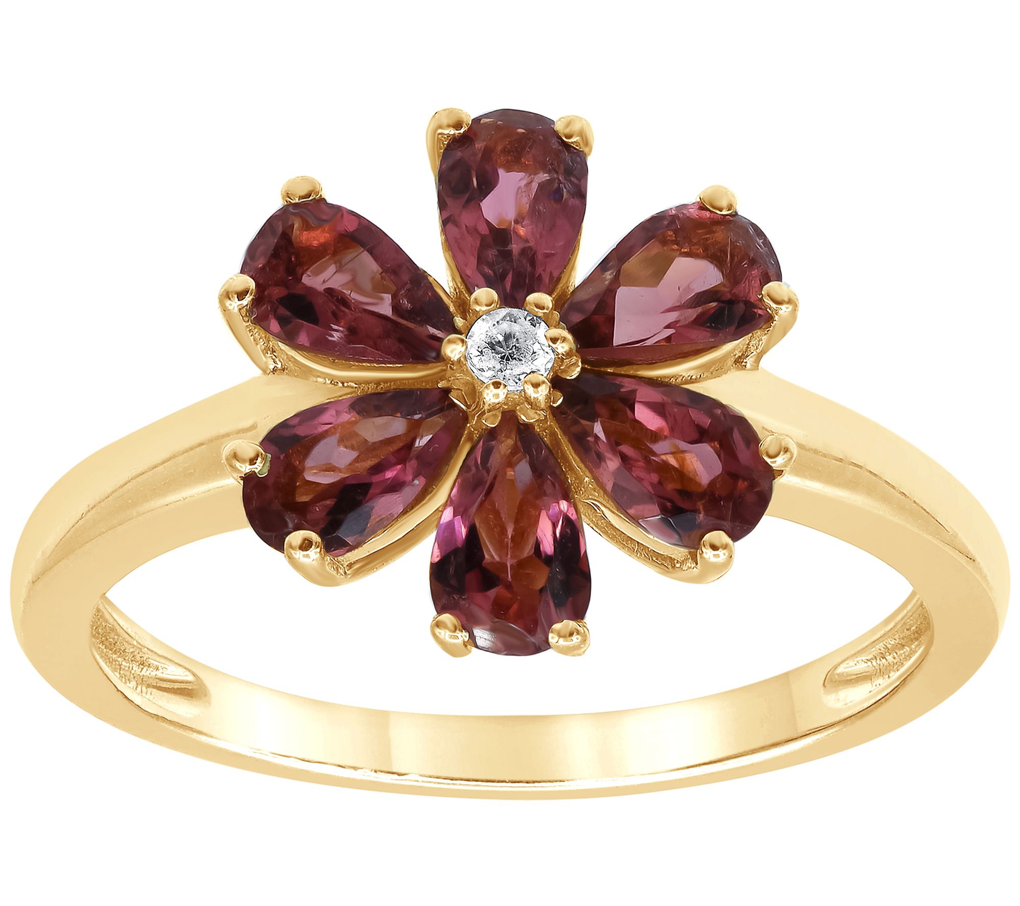 Affinity Gems Multi-Gemstone Floral Ring, 14K Gold Plated