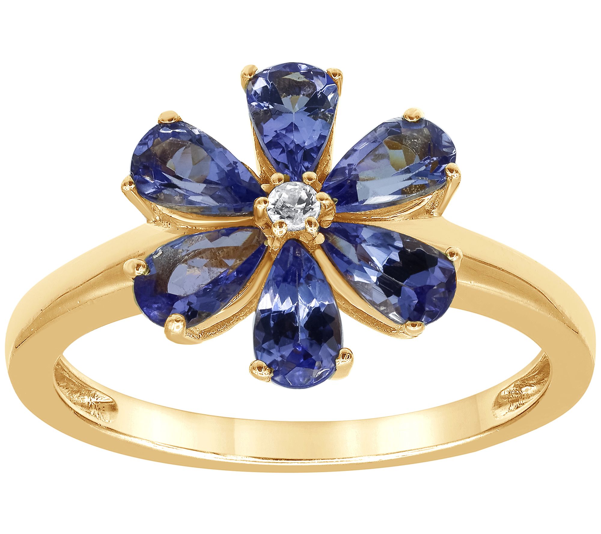 Affinity Gems Multi-Gemstone Floral Ring, 14K Gold Plated