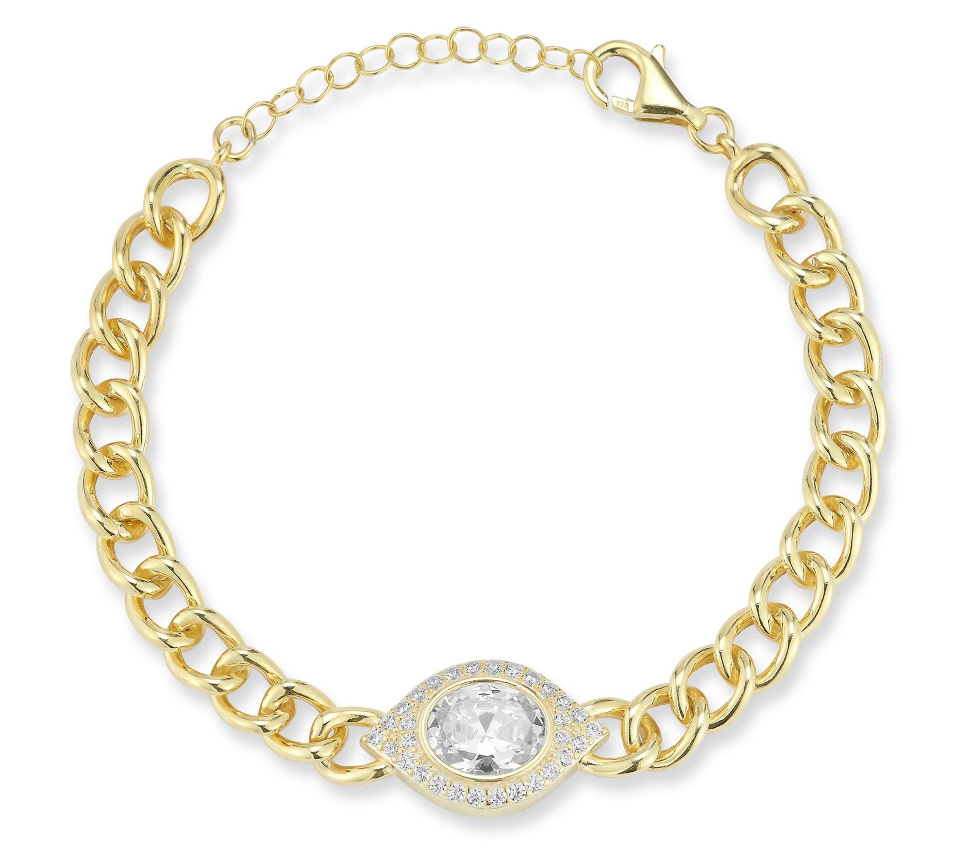 Sterlina Silver Chunky Evil Eye Bracelet, 14K Gold Plated