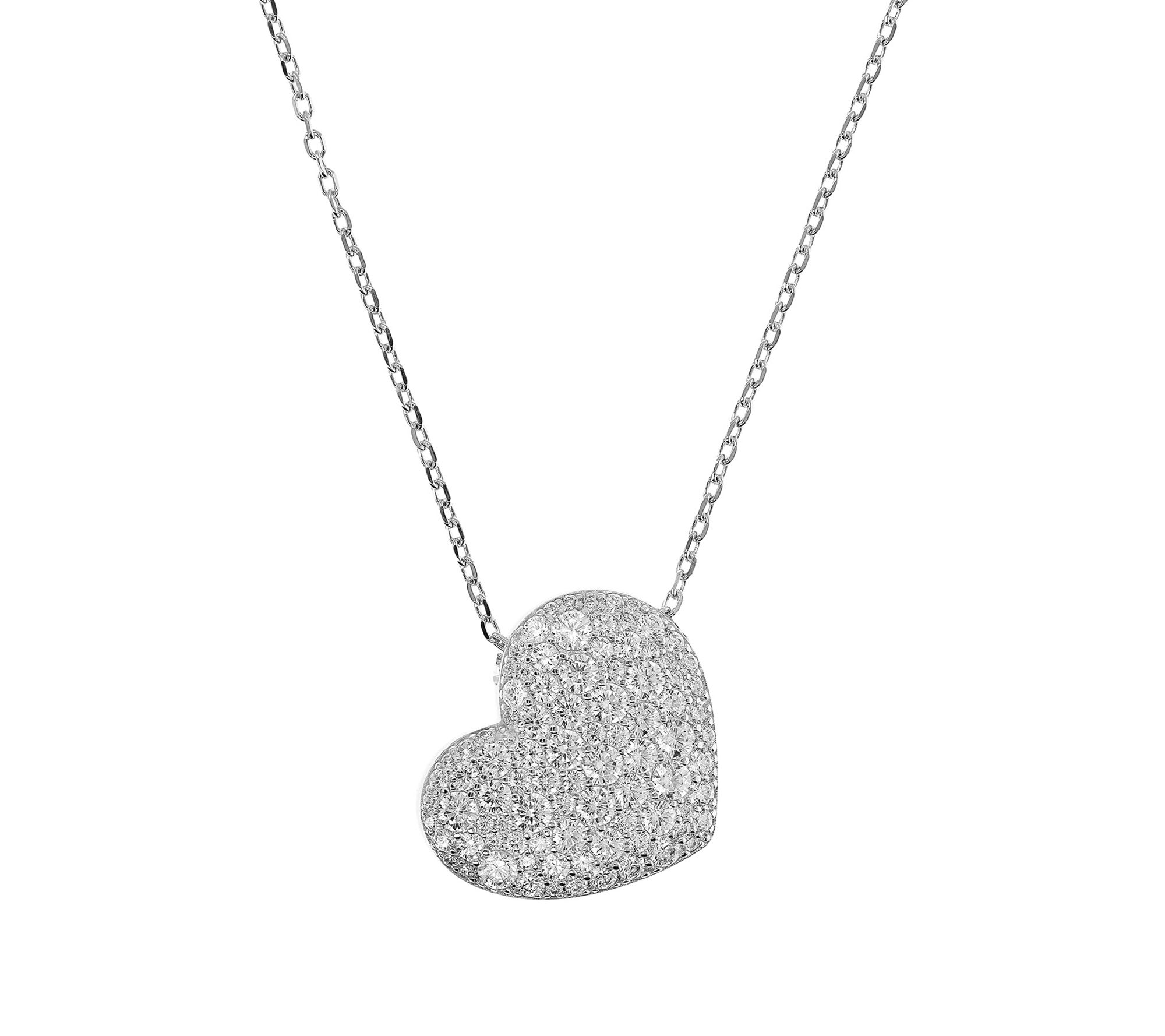 Diamonique x Bronzo Italia Heart Slide Necklace, 18K Plated