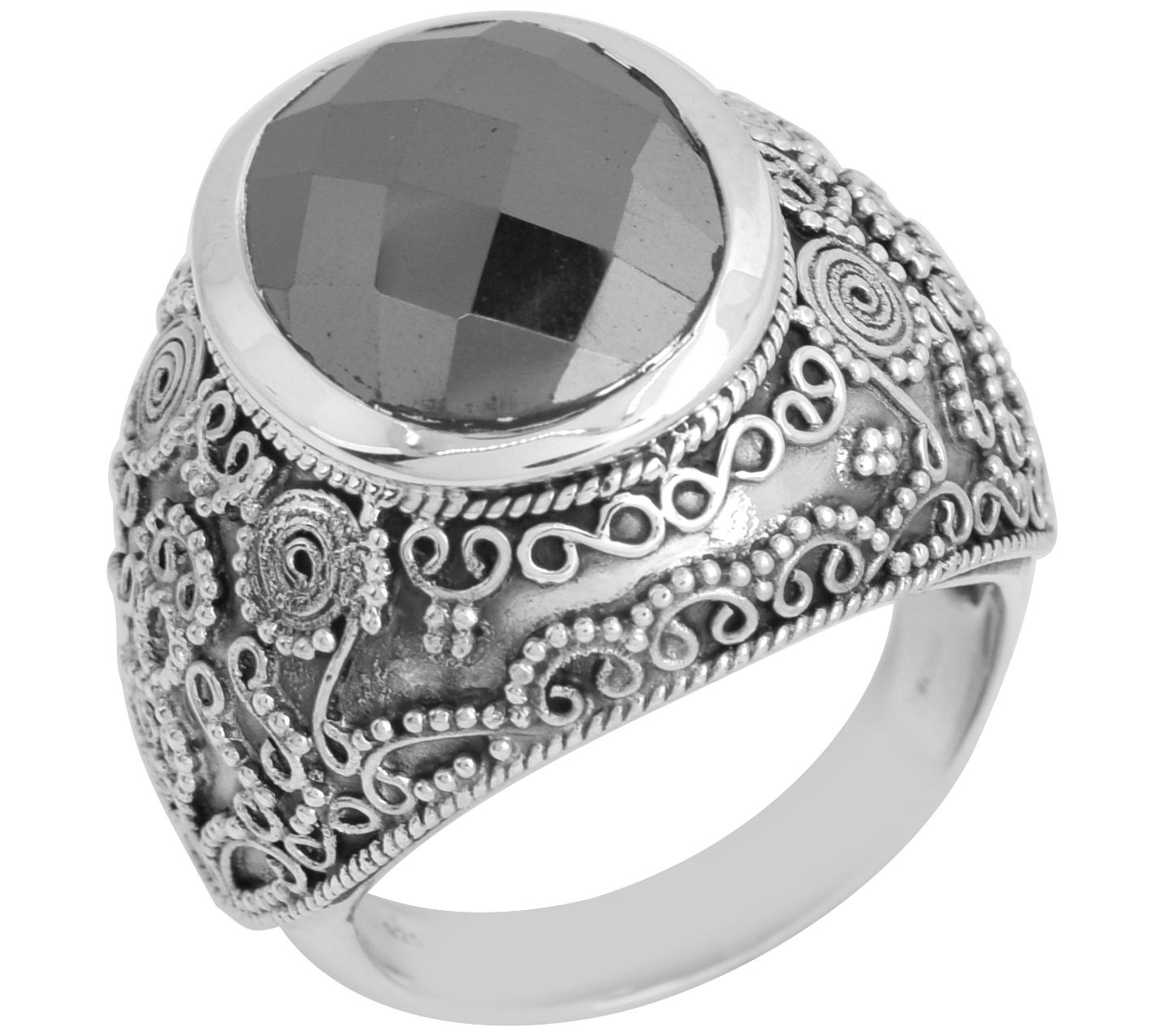 Artisan Crafted Sterling Silver Hematite Solitaire Ring