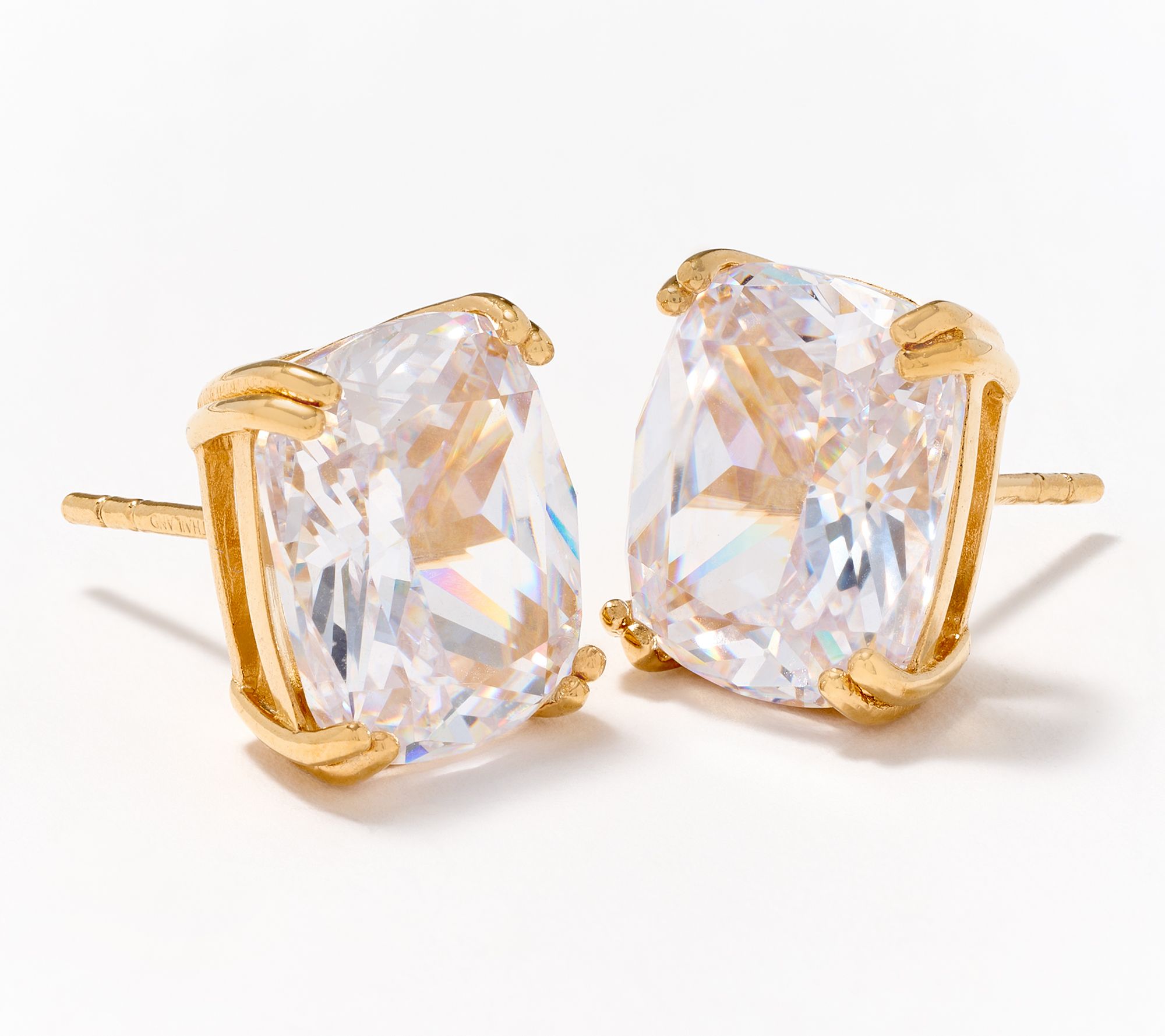 Diamonique x Jennifer Miller Large Cushion Stud Earrings, Sterling Silver