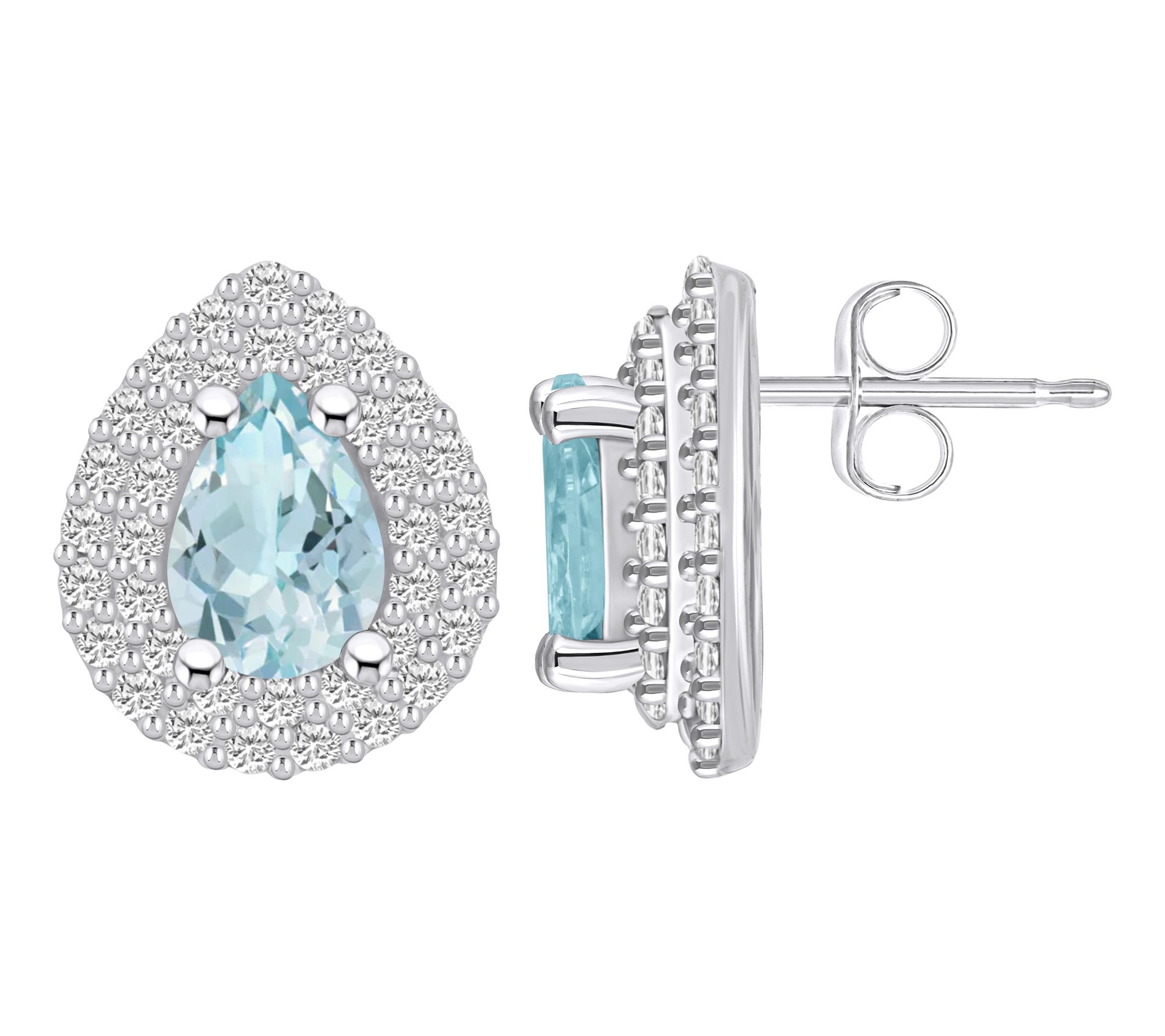 Affinity Gems Pear Gemstone & Diamond Halo Earrings, 14K Gold