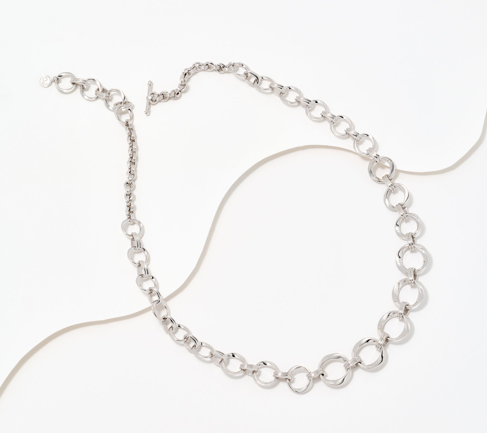 Christian James by Scott Grimes Sterling Ripple 18" Circle Link Necklace, 39.0g