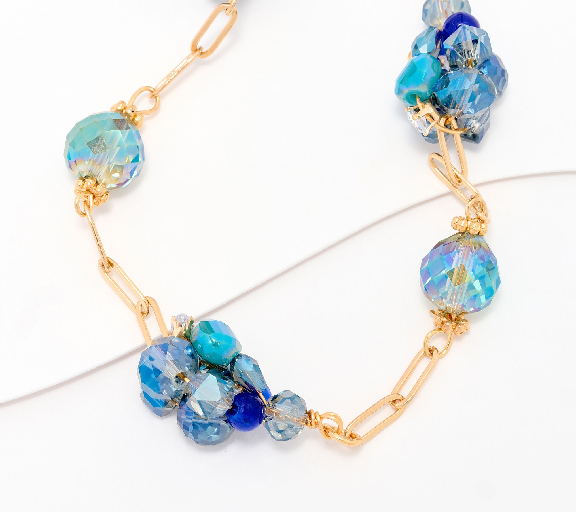 "As Is" Susan Graver Beaded Cluster Dainty Chain Necklace