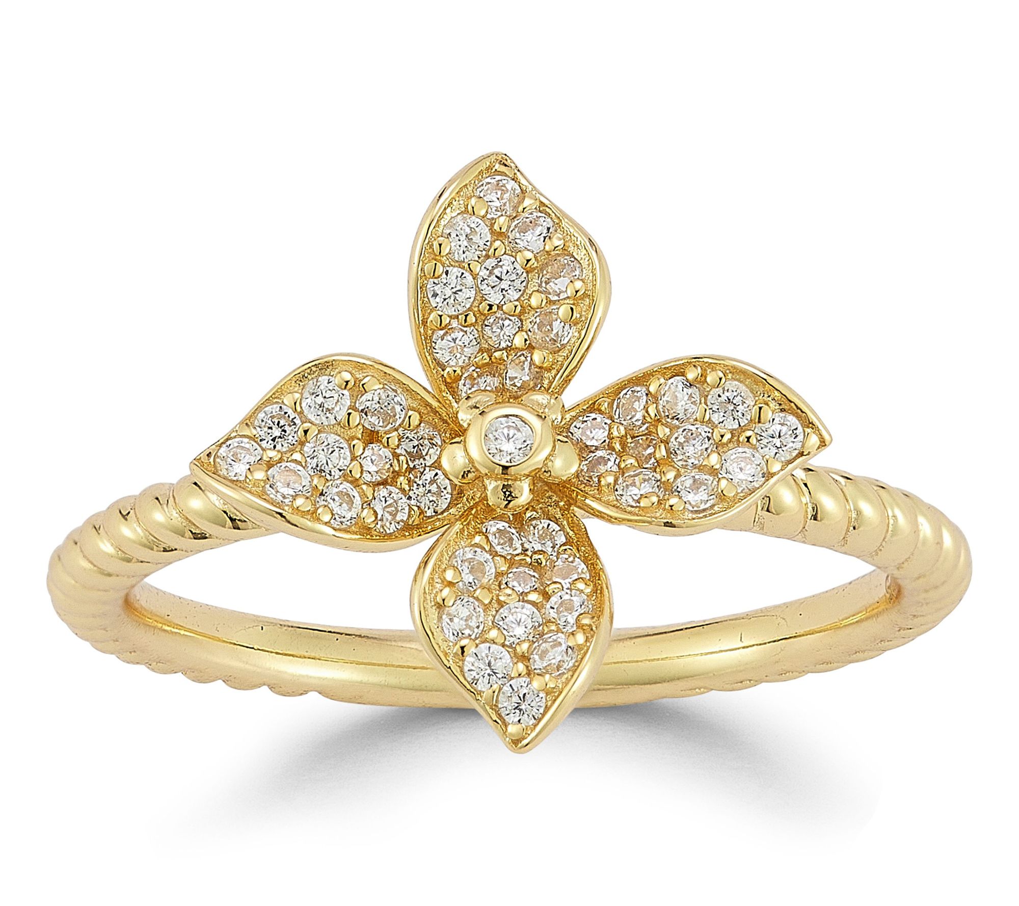 Sterlina Silver Pave Flower Ring, Sterling