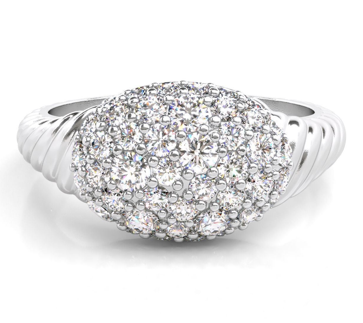 Diamonique Pave Cluster Signet Ring, Sterling Silver