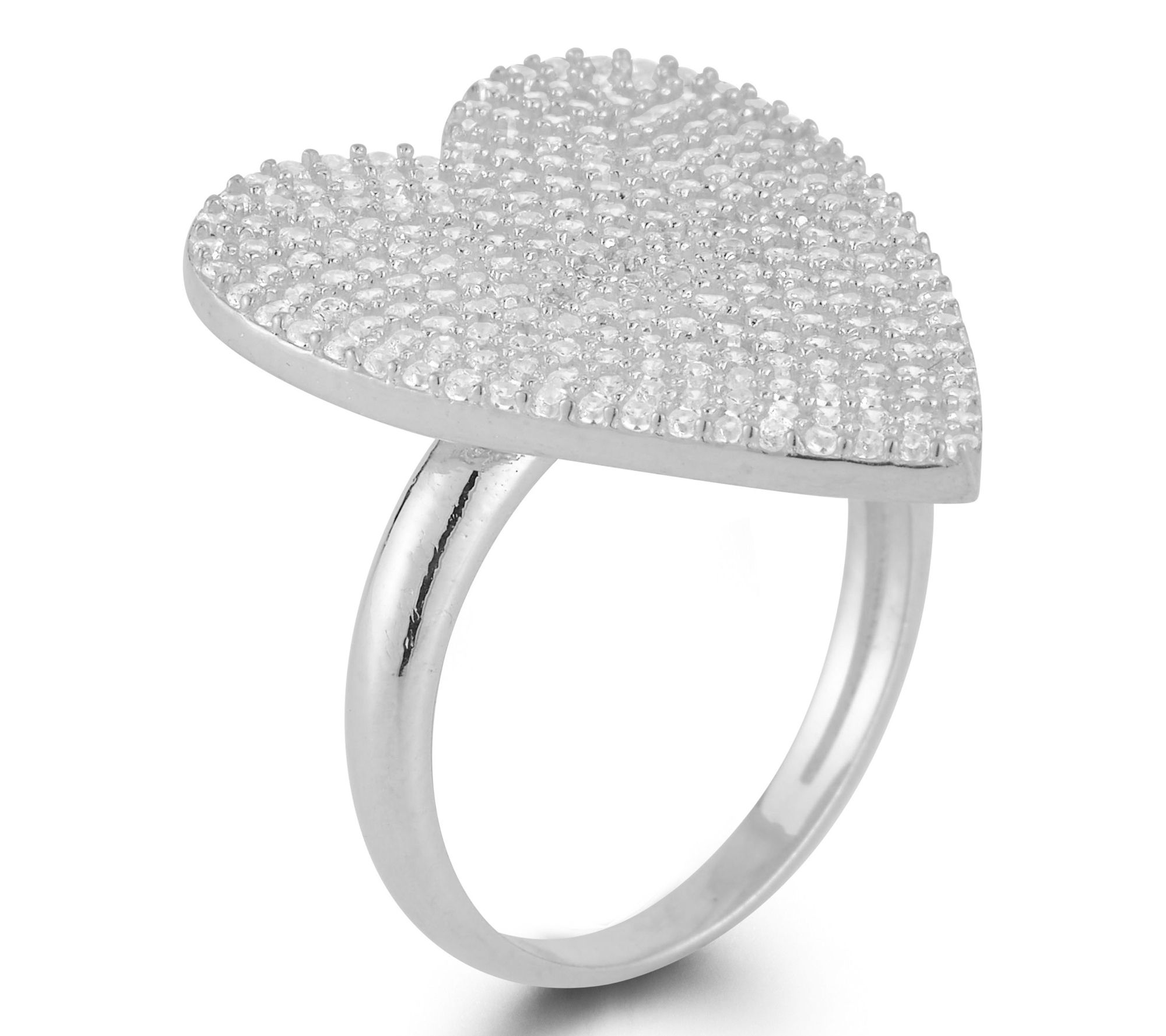 Sterlina Silver Pave Flat Heart Ring, Sterling