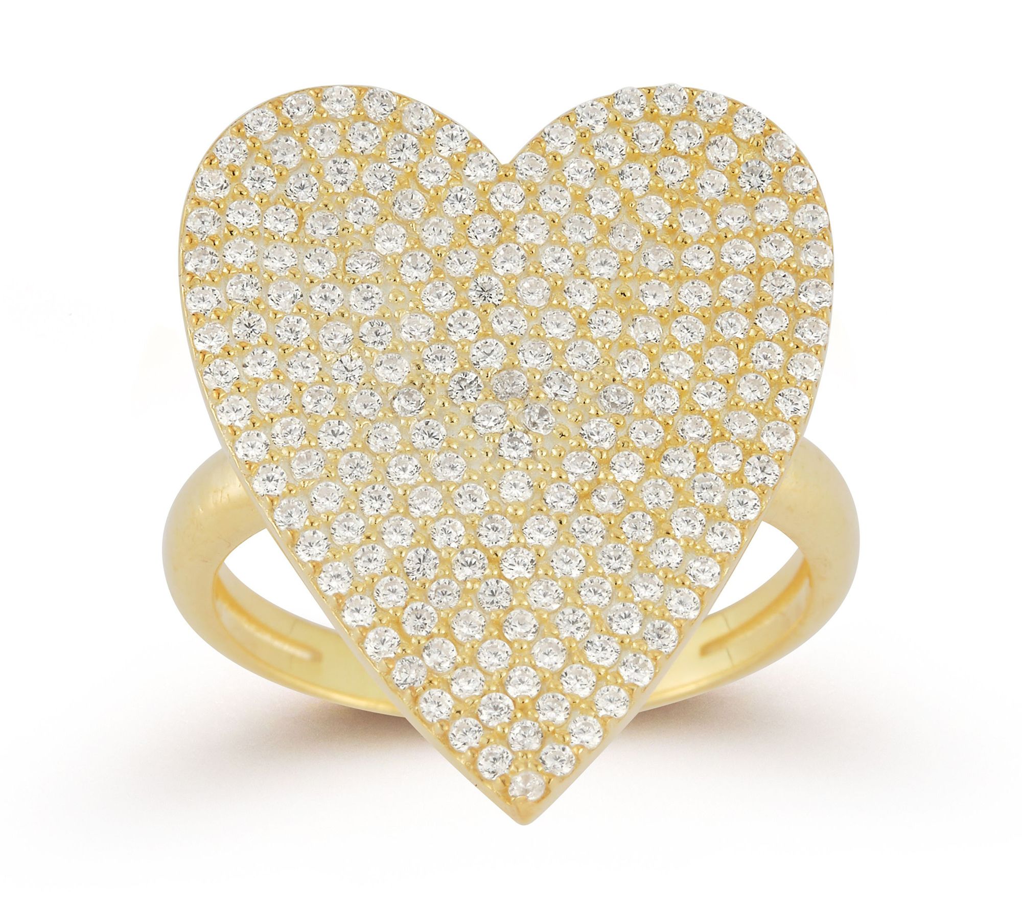 Sterlina Silver Pave Flat Heart Ring, Sterling