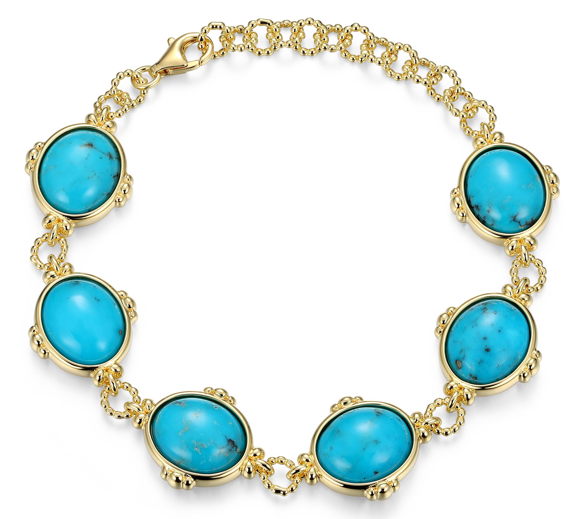 Affinity Gems Turquoise Link Bracelet,18K GoldPlated