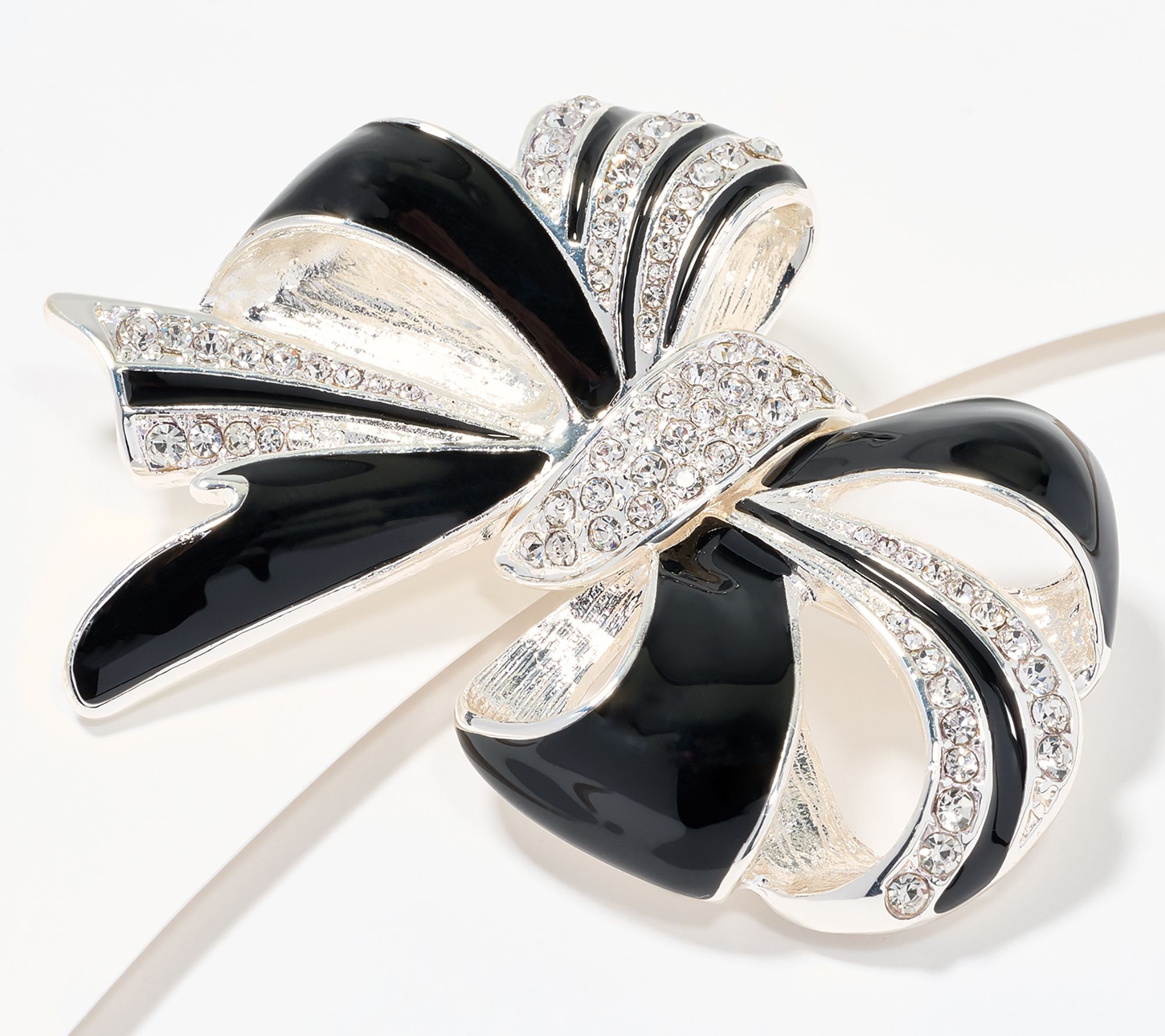 "As Is" Joan Rivers Red Carpet Enamel & Pave Bow Pin