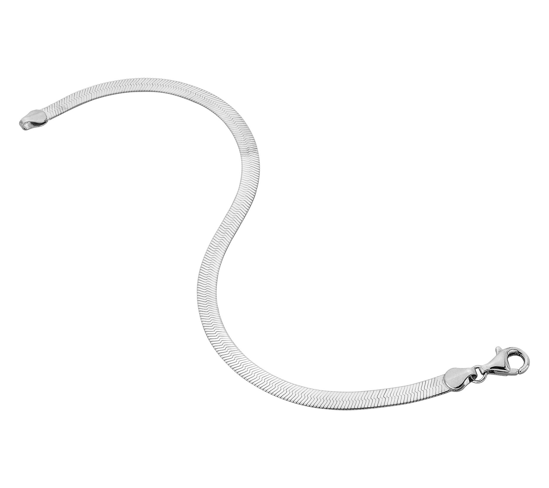 Silver Style 4mm Herringbone Chain Bracelet, Sterling