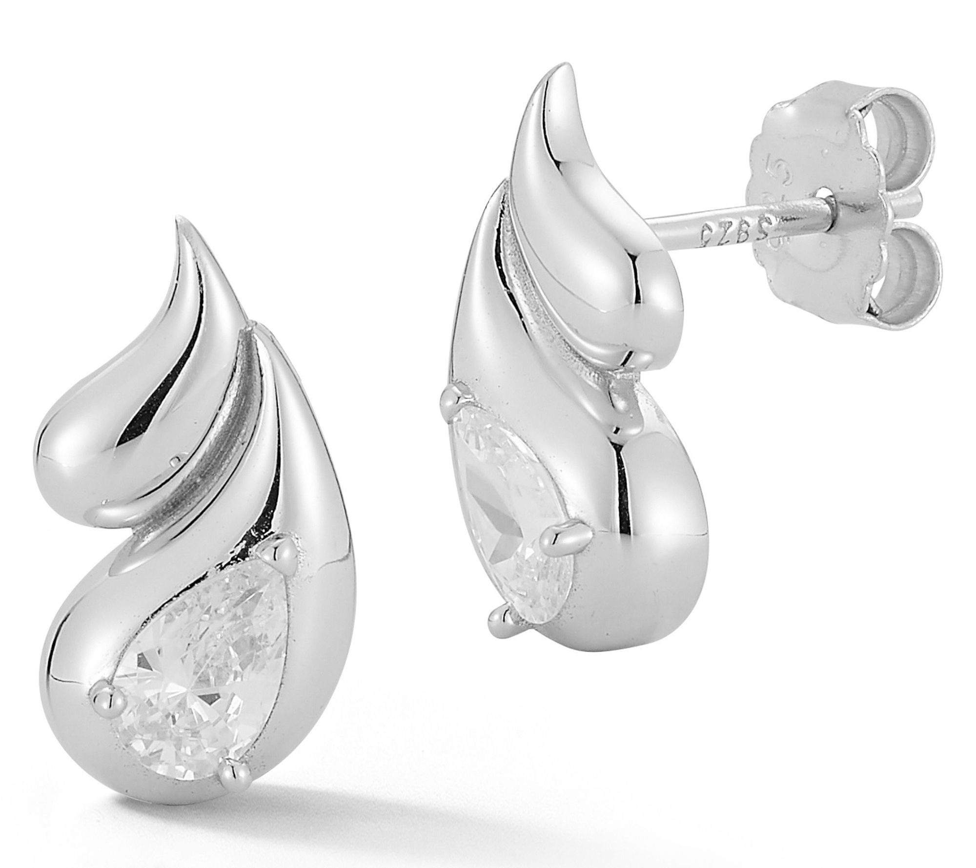 Sterlina Silver Double Raindrop Stud Earrings,Sterling