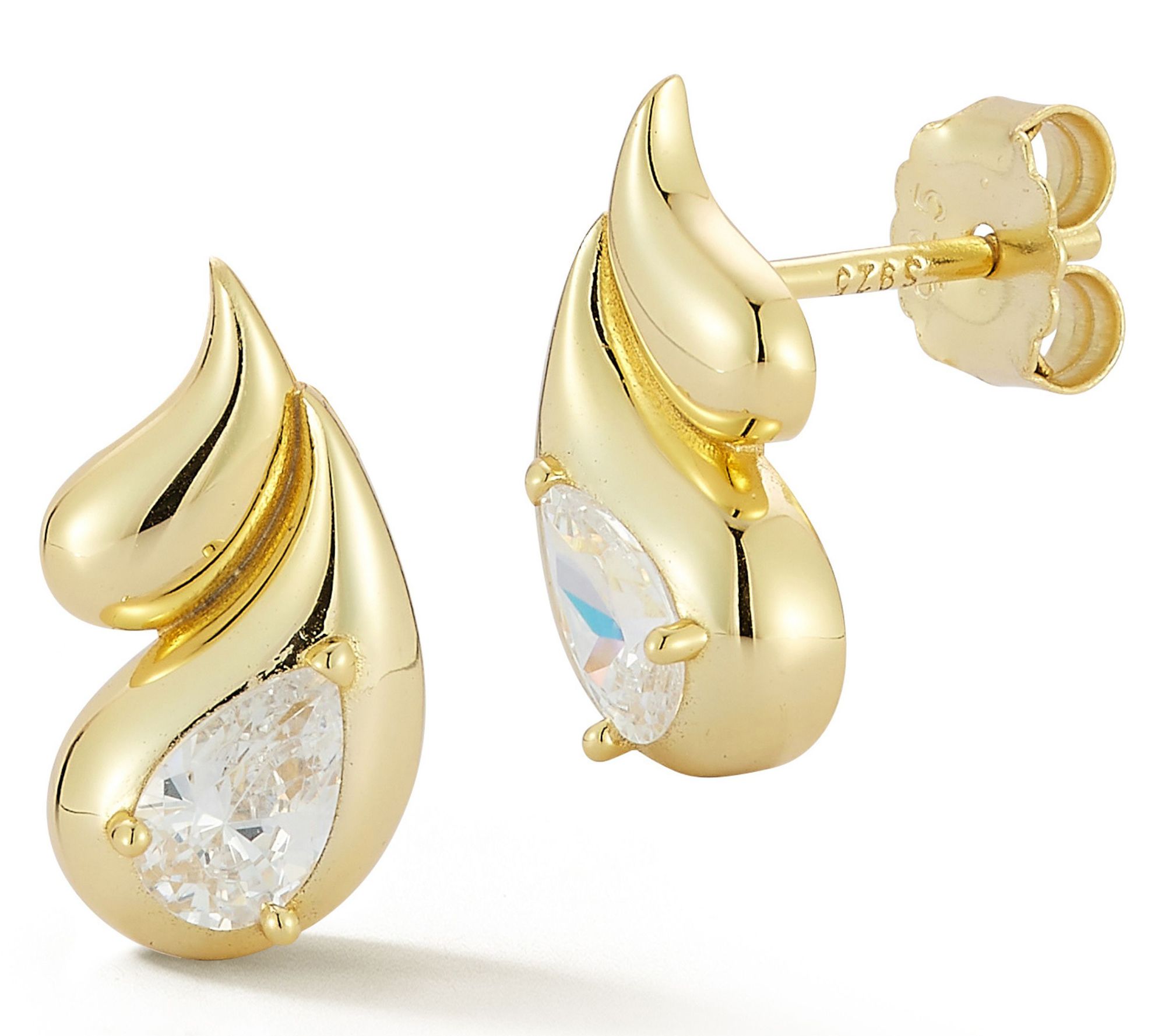 Sterlina Silver Double Raindrop Stud Earrings,Sterling