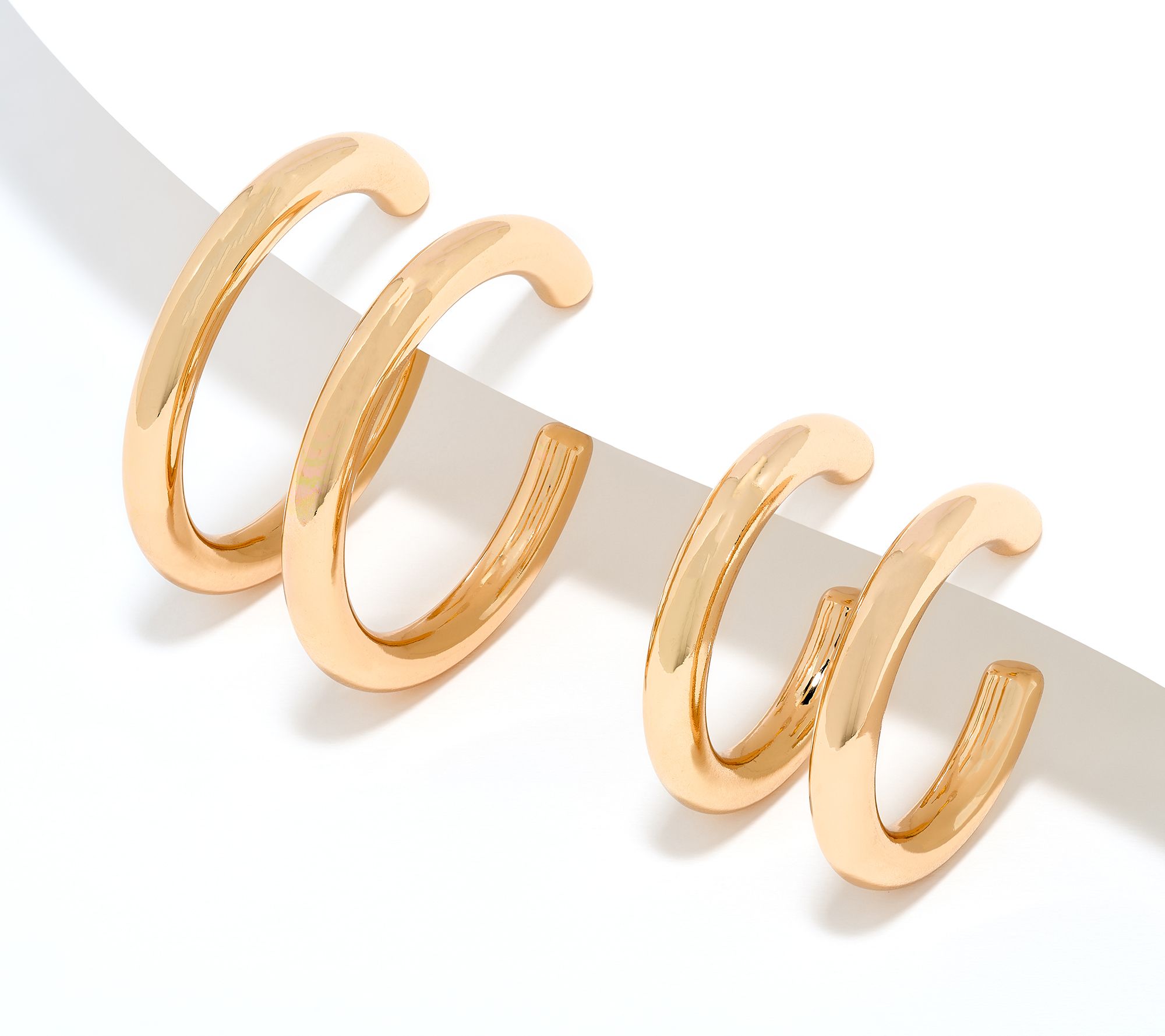 Joan Rivers Set of 2 - 2" and 1 1/2" Round Tube Hoop Earrings