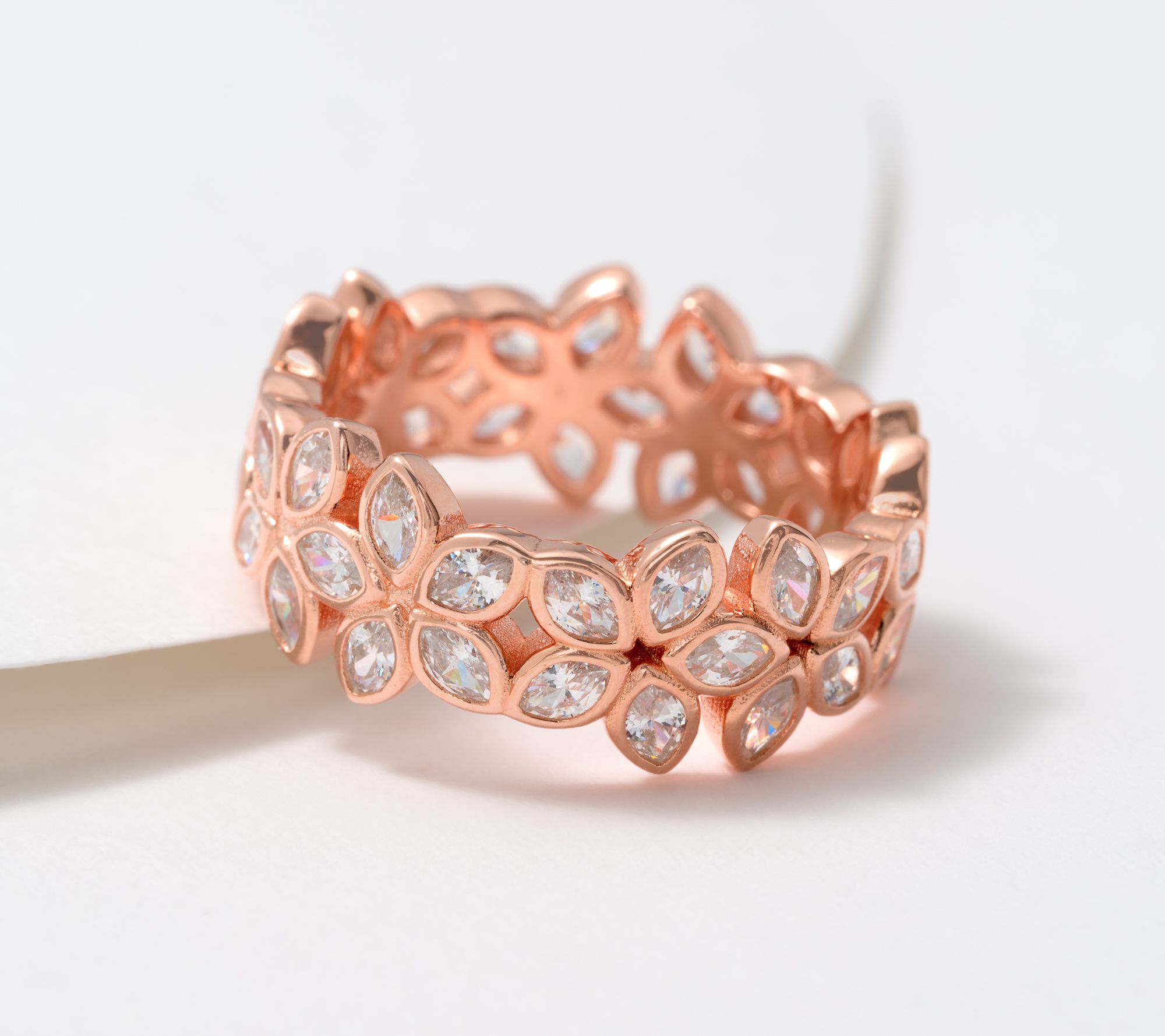 "As Is" Diamonique x Erin Moseley Marquise Cut Floral Ring SS