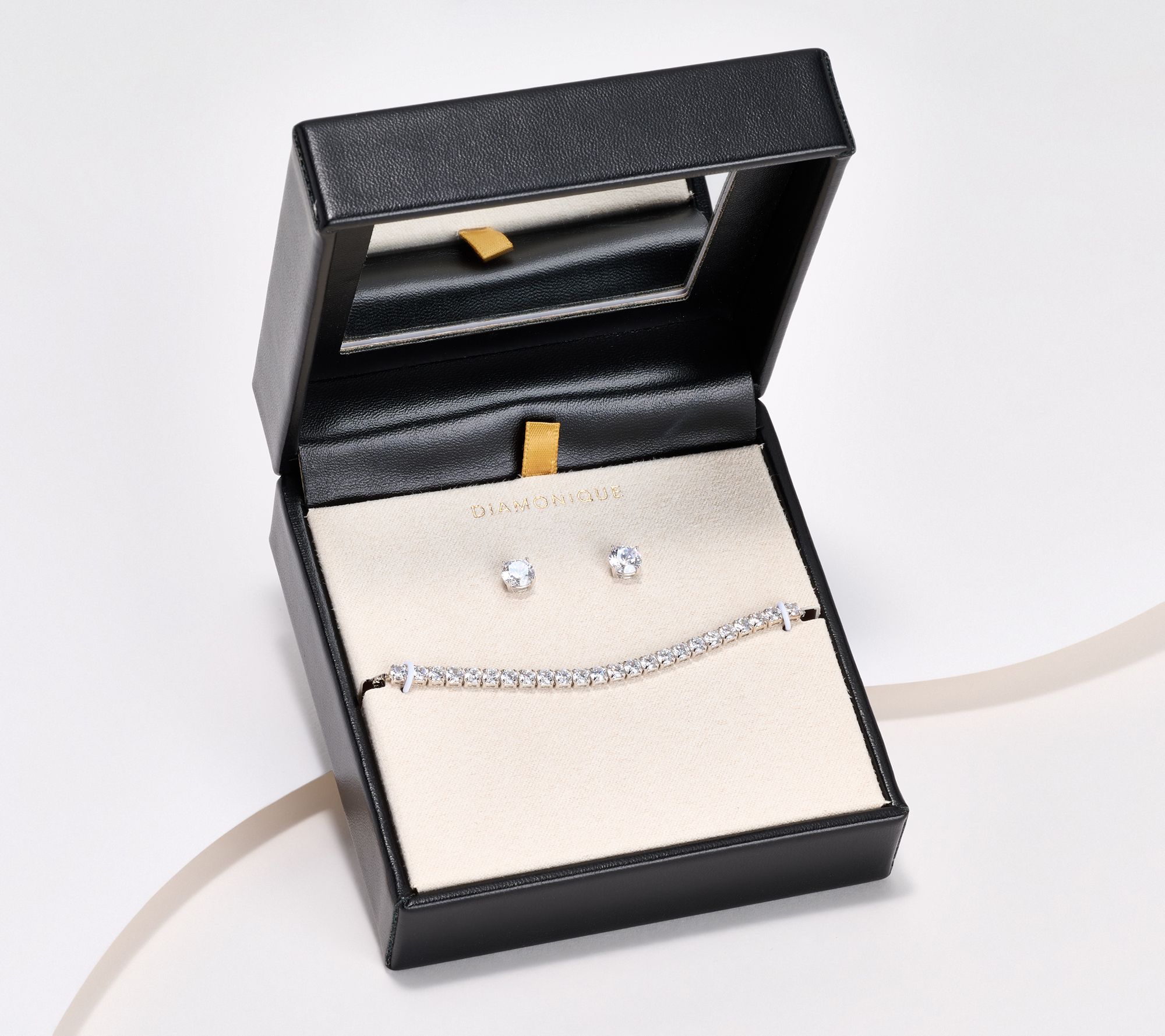 "As Is" Diamonique Tennis Bracelet & Earrings, Sterling Silver