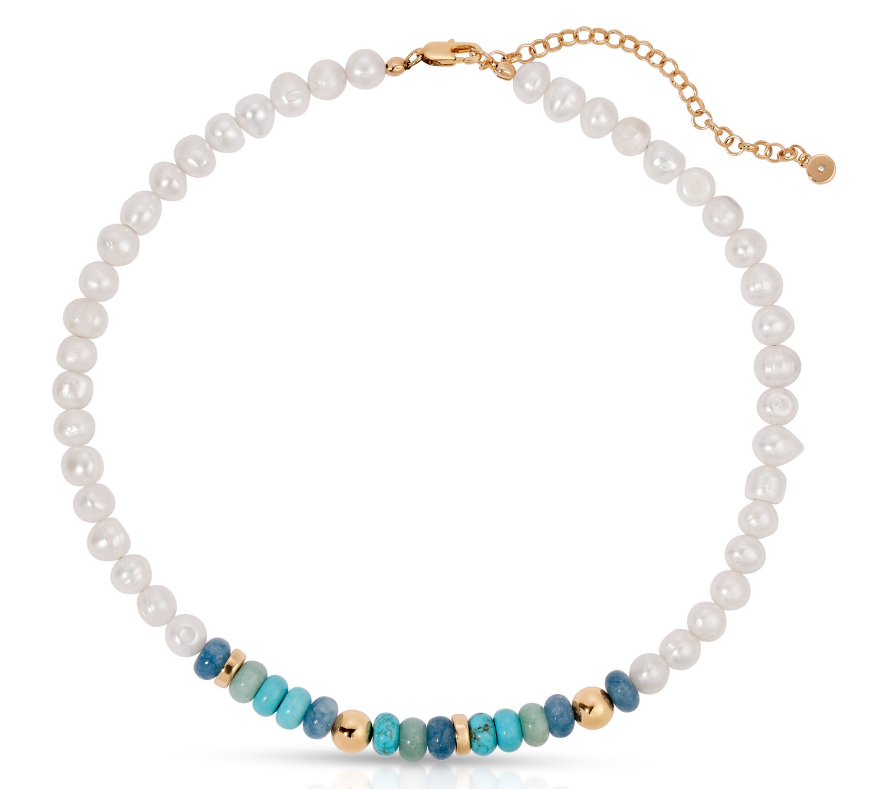 Ettika Beach Day Cultured Pearl & Simulated Turquoise Necklace