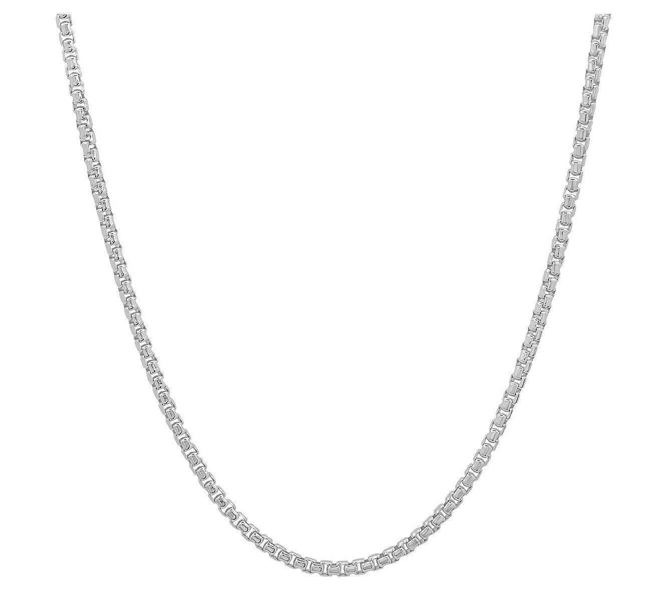 Silver Style Box Chain Link Necklace, Sterling - QVC.com