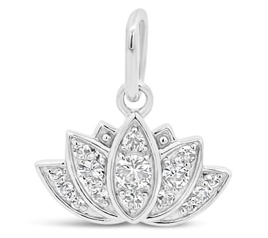 Goddaughters 14K Gold Clad White Topaz Lotus Charm