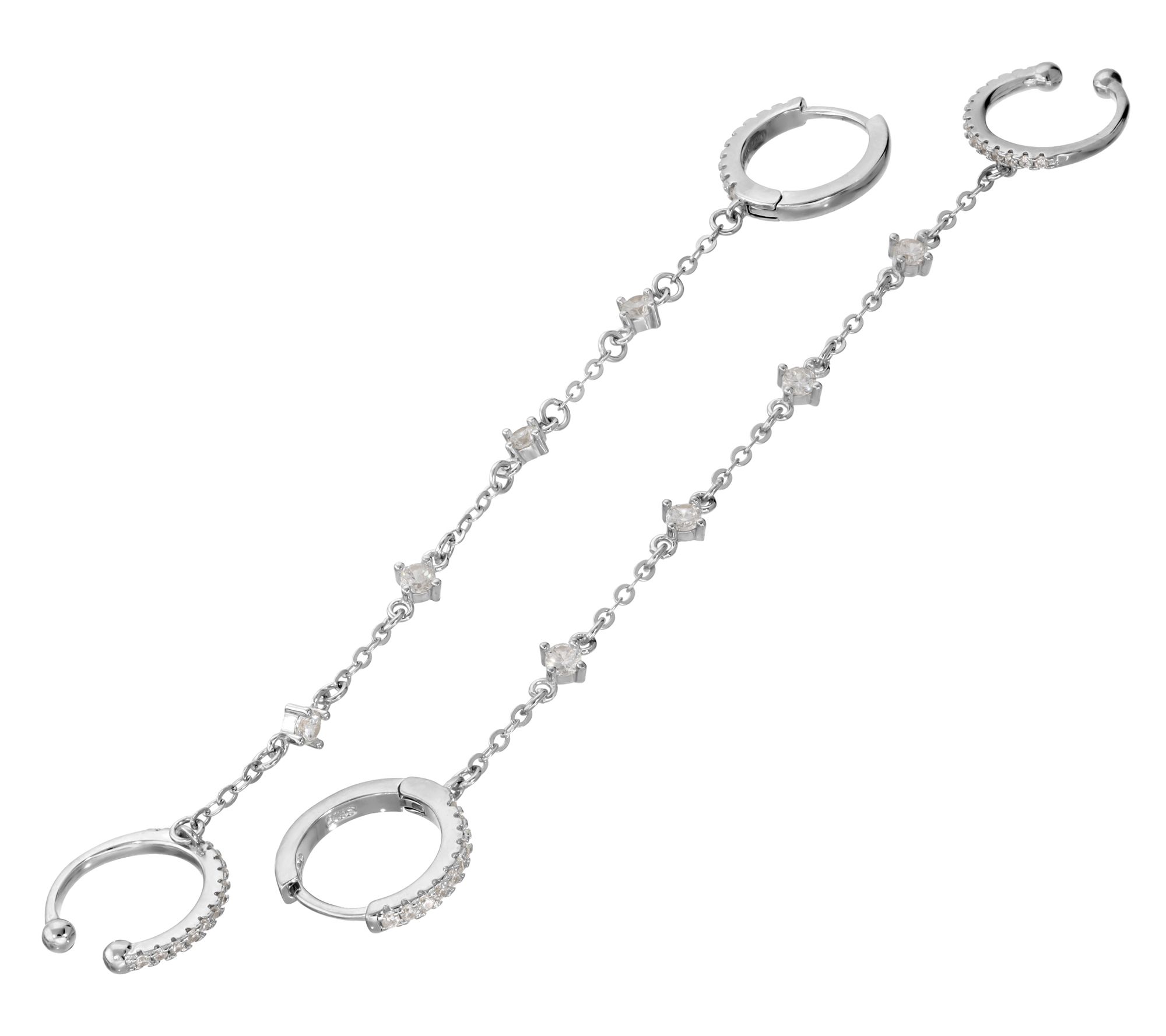 Diamonique Ear Cuff Earrings, Sterling Silver