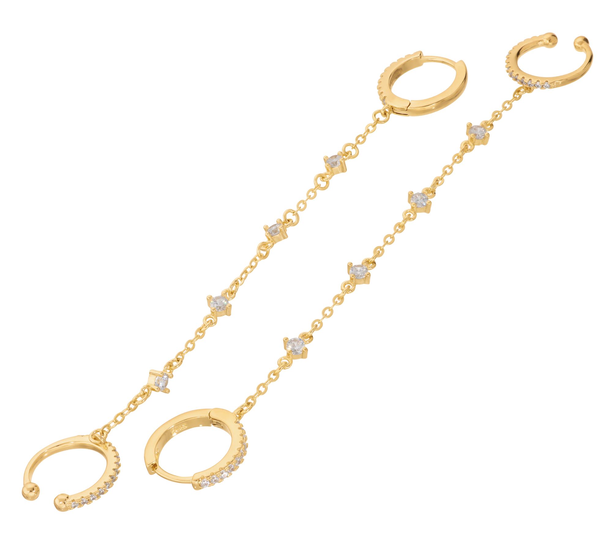 Diamonique Ear Cuff Earrings, Sterling Silver