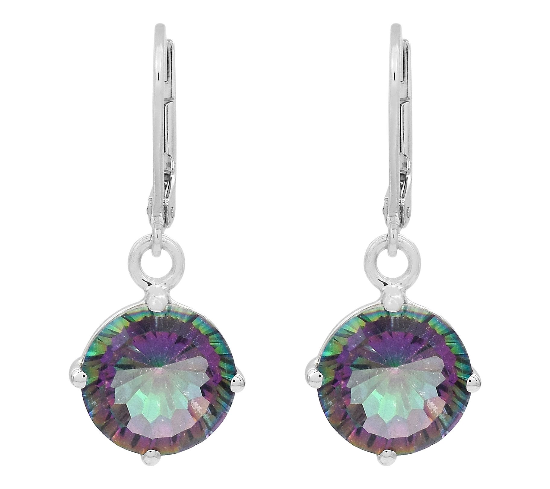 Affinity Gems Green Coated Quartz Dangle Earrings, Sterling