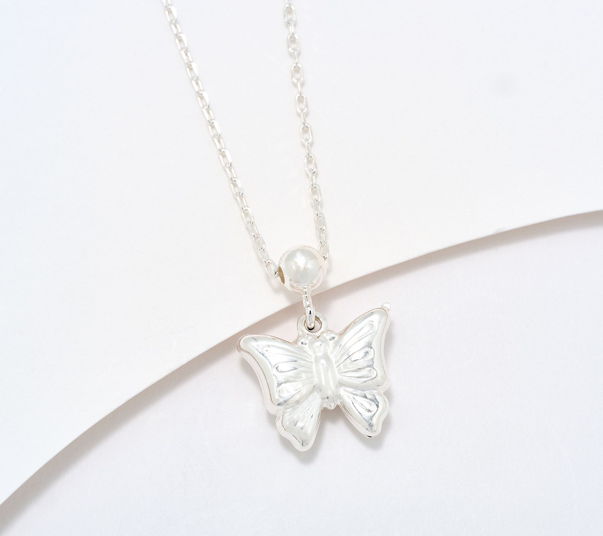 UltraFine 950 Silver Reversible Butterfly Motif Necklace
