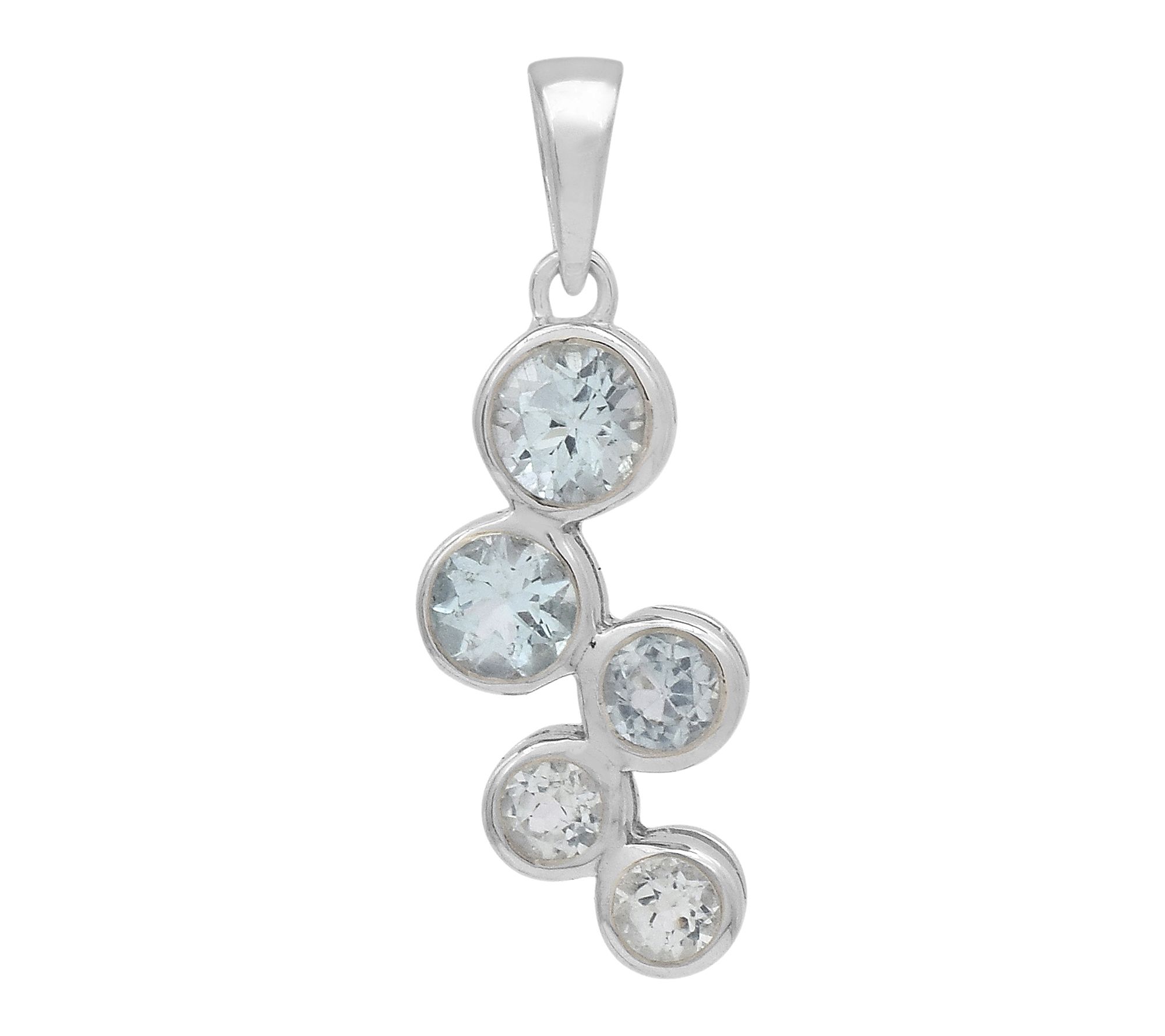 Affinity Gems Blue Topaz 5-Stone Pendant, Sterling Silver