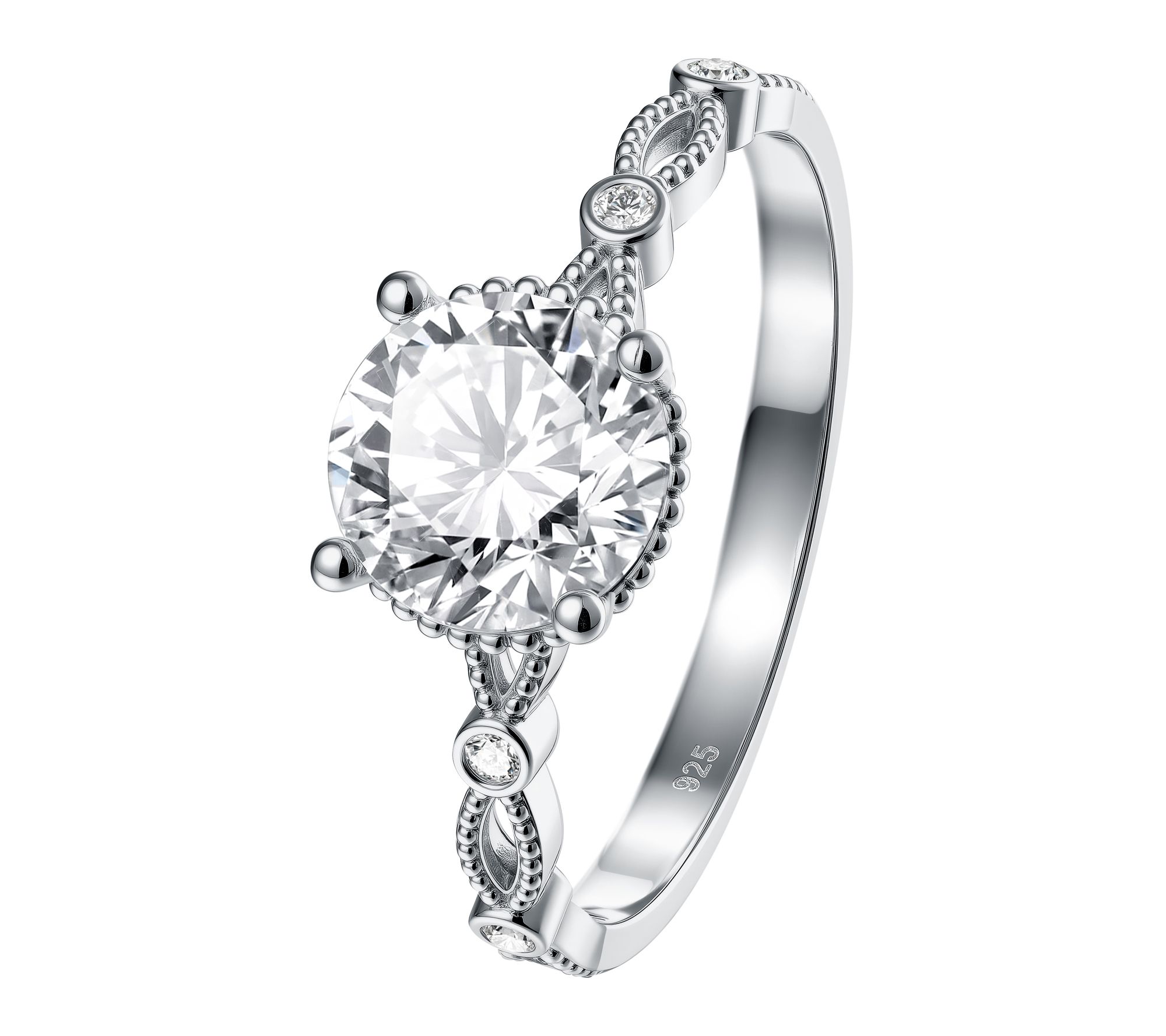 Diamonique 1.85 cttw Bezel Shank Ring, SterlingSilver