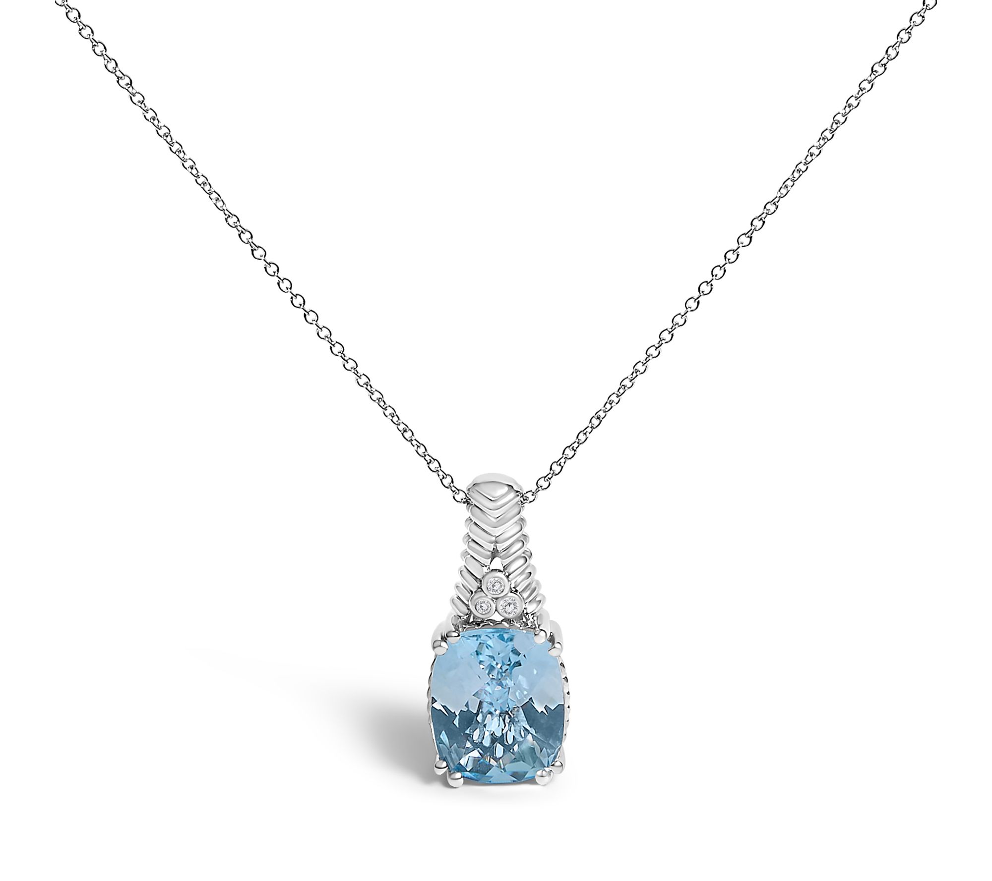 Haus of Brilliance Blue Topaz & Diamond Necklace, Sterling