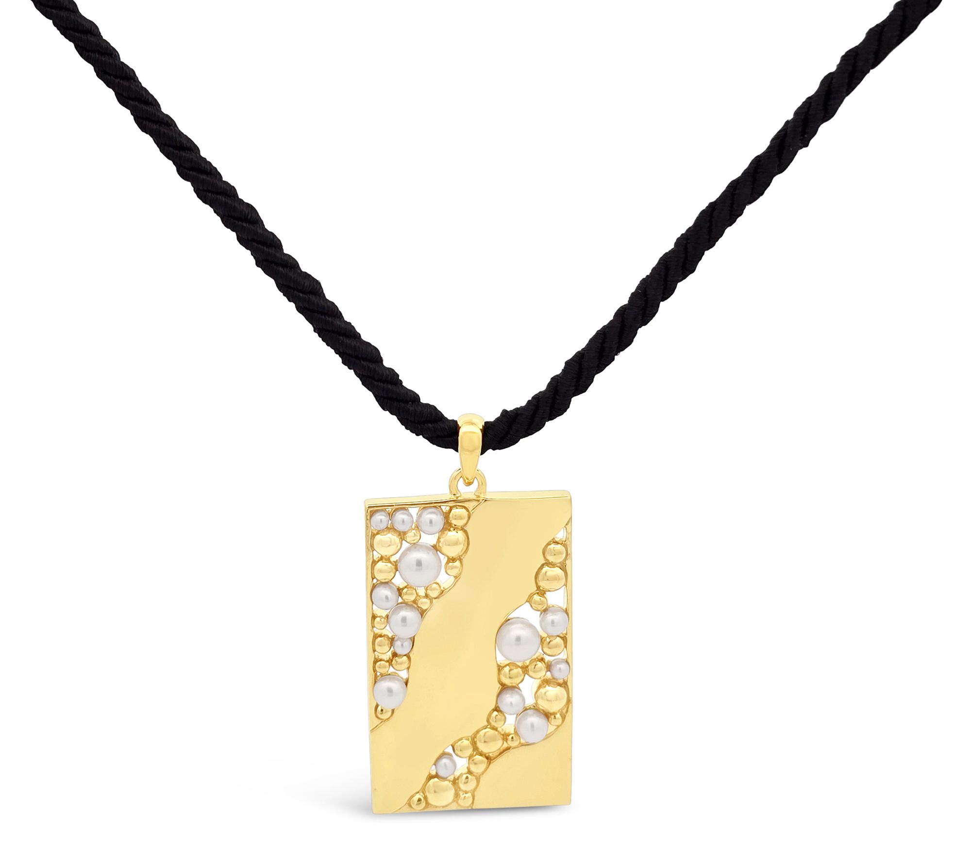 Elyse Ryan 14K Gold Clad Cultured Pearl MosaicPendant on Cord