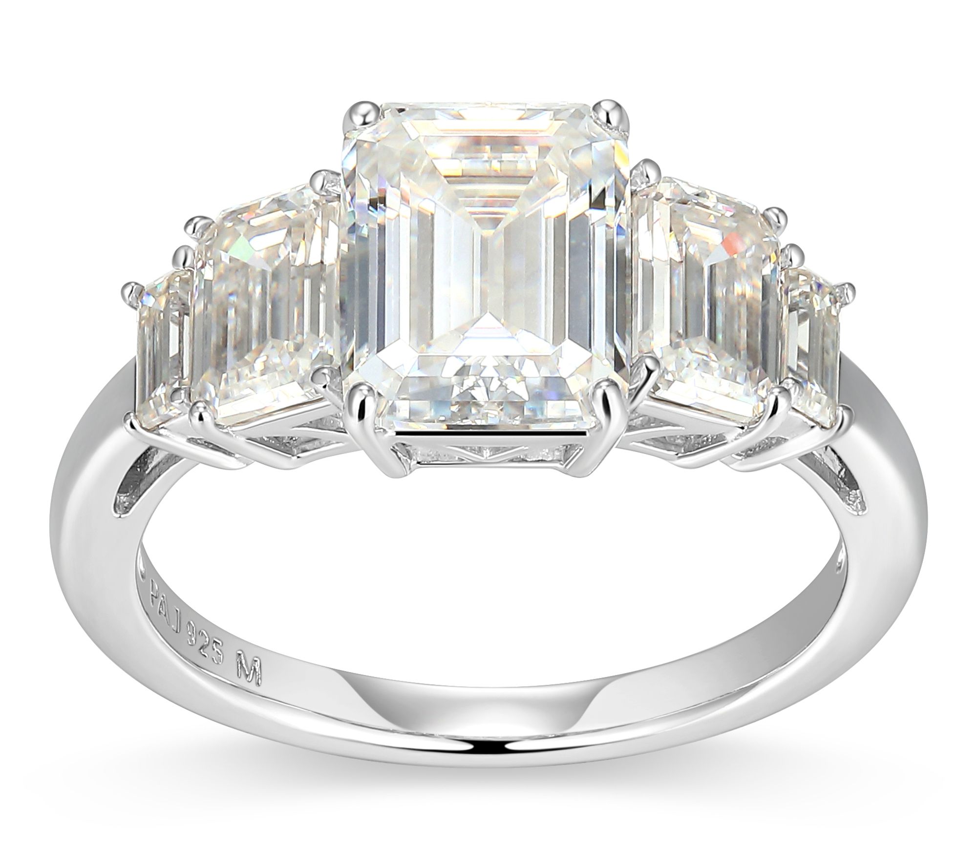 Moissanite 5.00 cttw Emerald Cut Ring, SterlingSilver