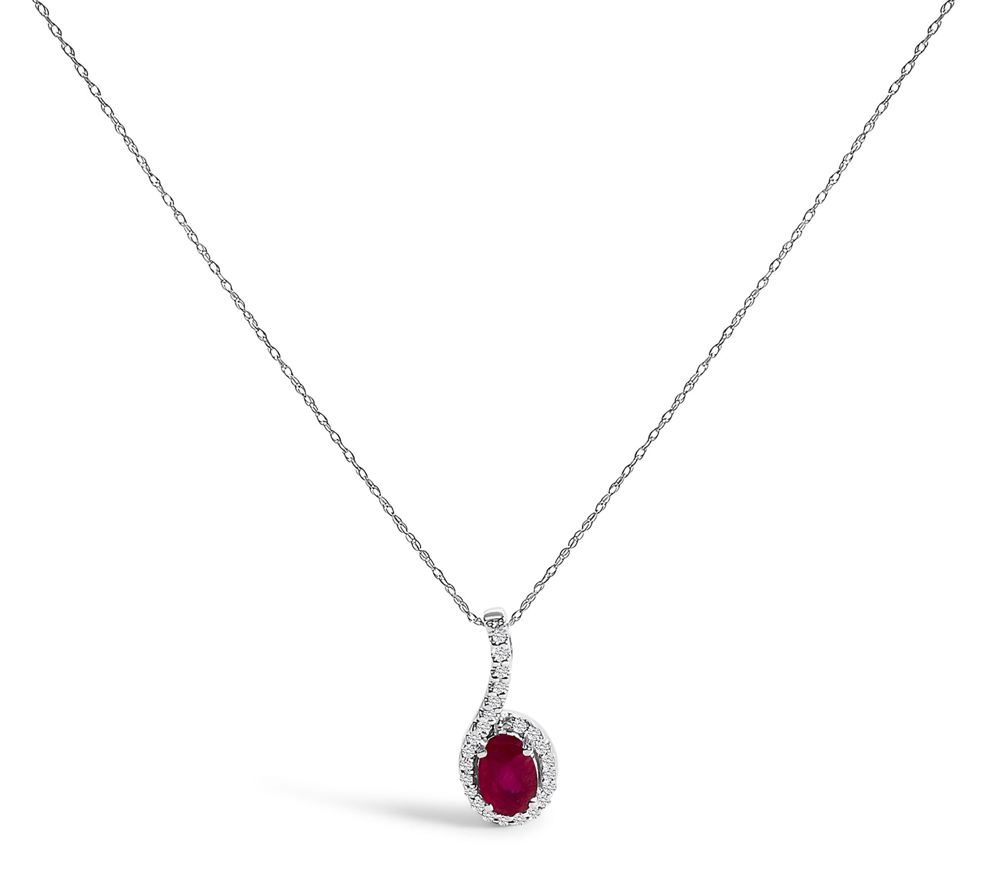 Haus of Brilliance Ruby & Diamond Pendant w/ Chain, 10K Gold