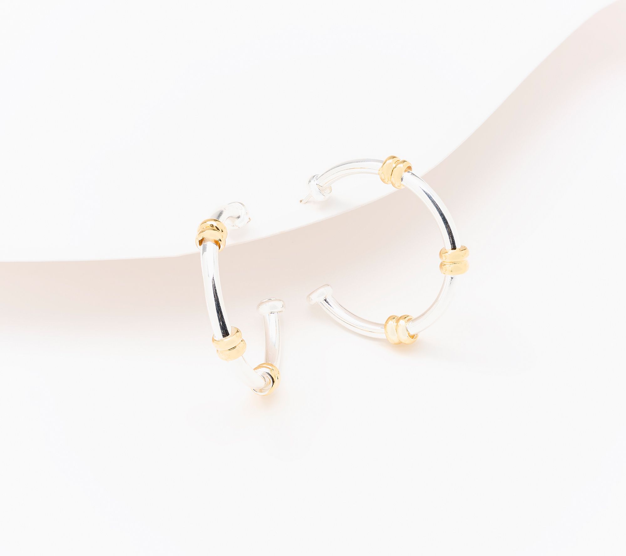 UltraFine 950 Silver Station Hoop Earring