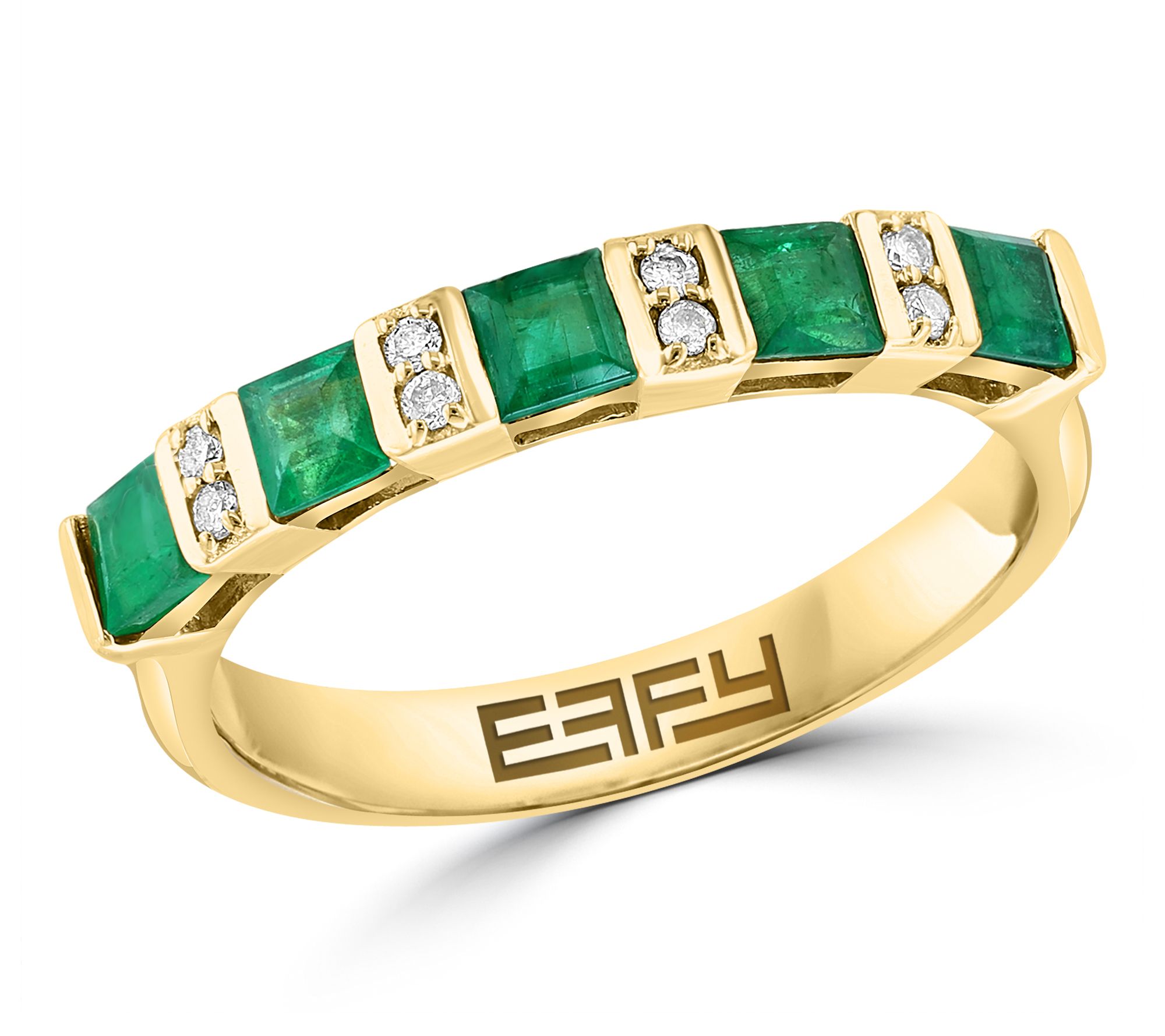 Effy Emerald & Diamond Band Ring, 14K Gold