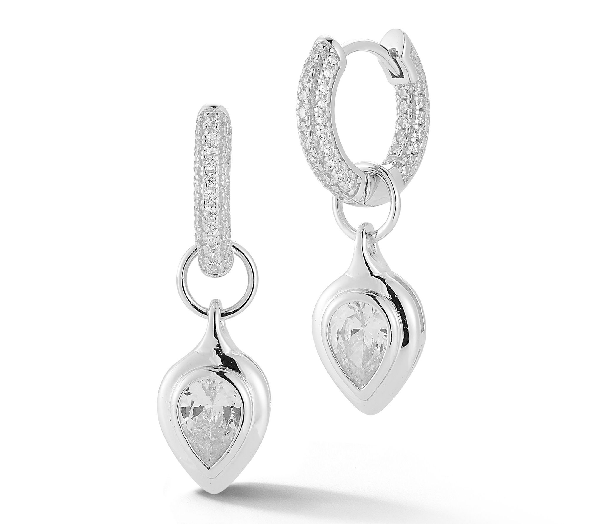 Sterlina Silver Pear-Cut Charm Huggie Hoop Earrings, Sterling