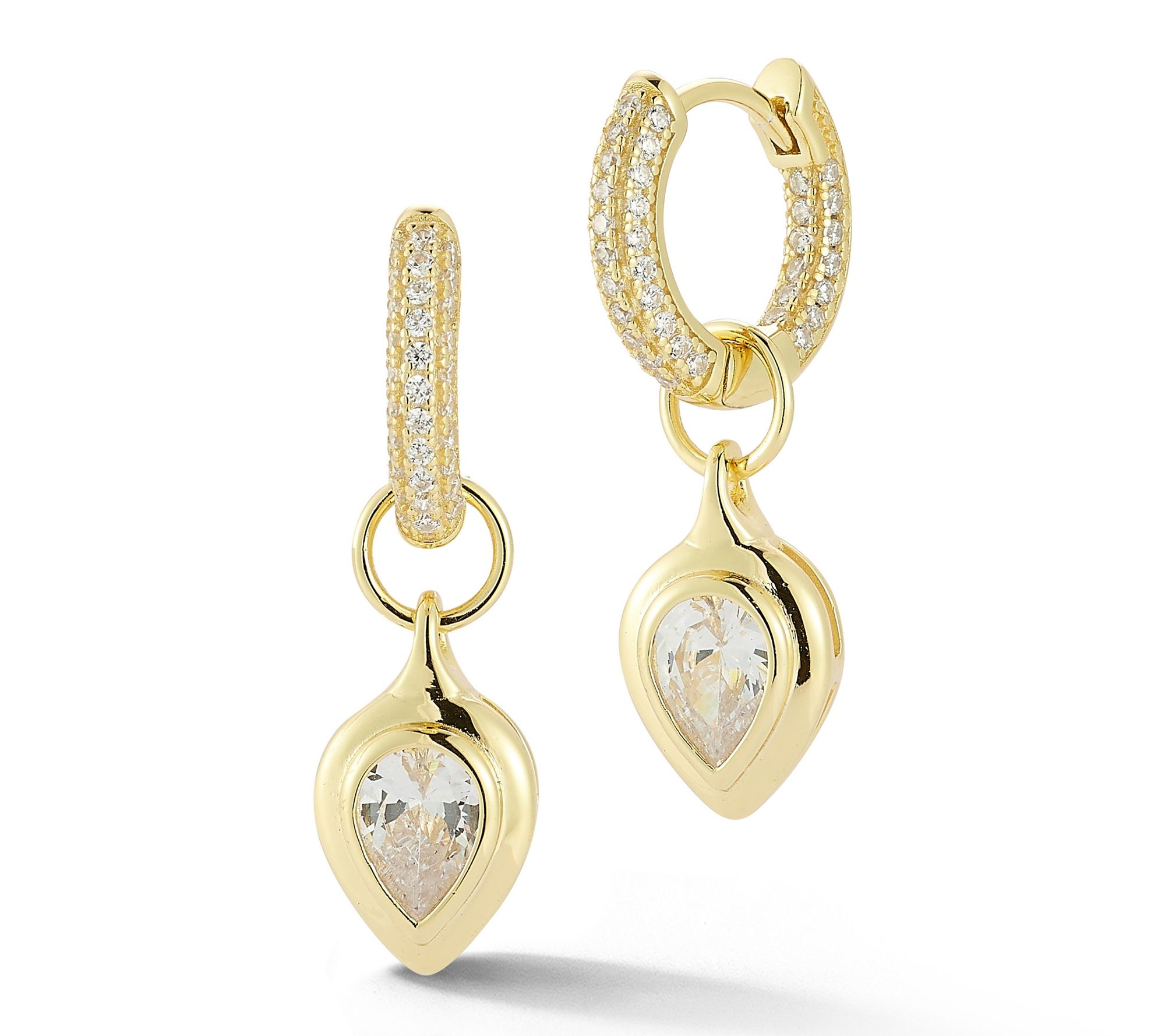 Sterlina Silver Pear-Cut Charm Huggie Hoop Earrings, Sterling