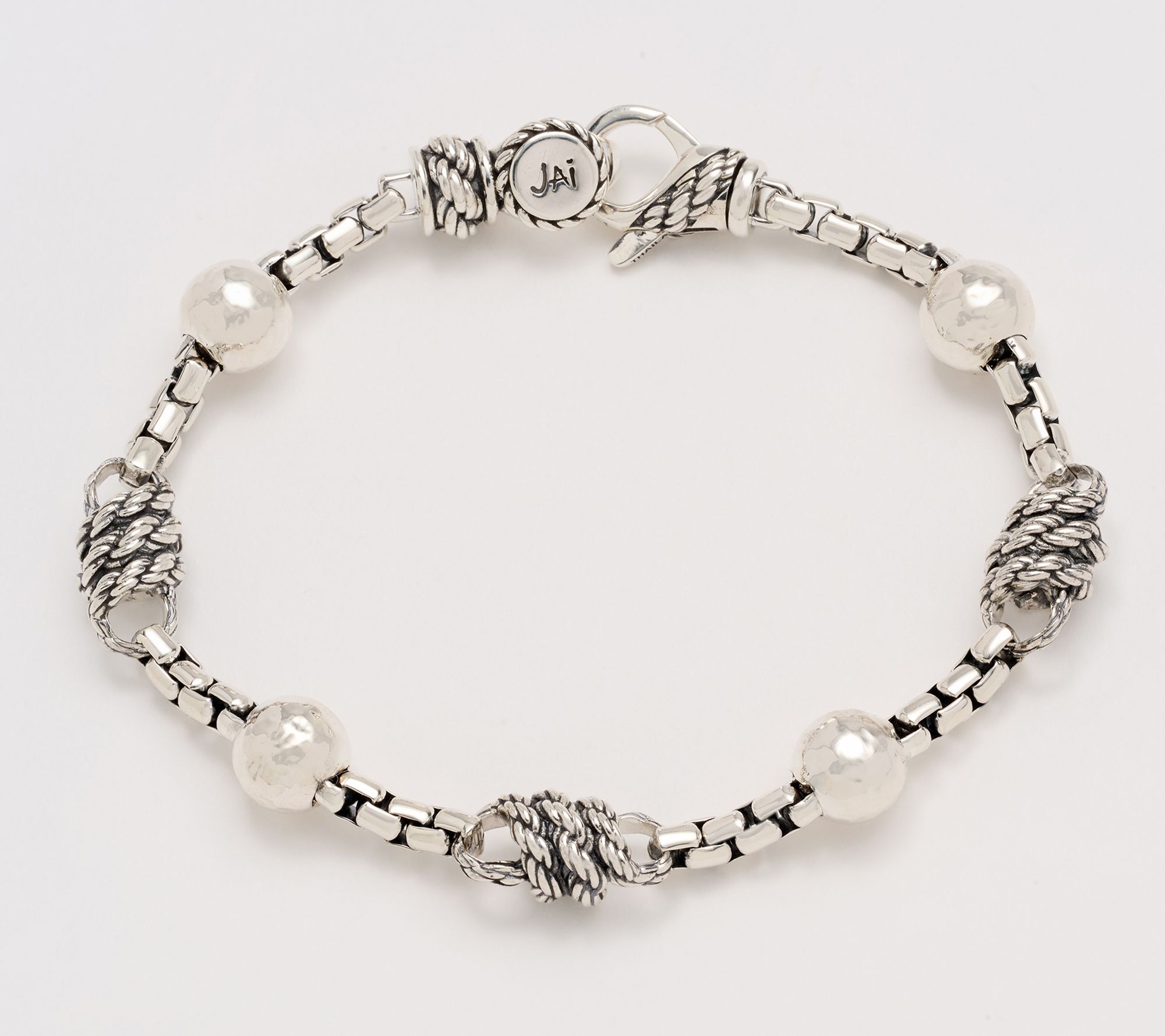 JAI Ireland Sterling Silver Cara Rope 3.7mm Box Chain Bracelet, 18.2g